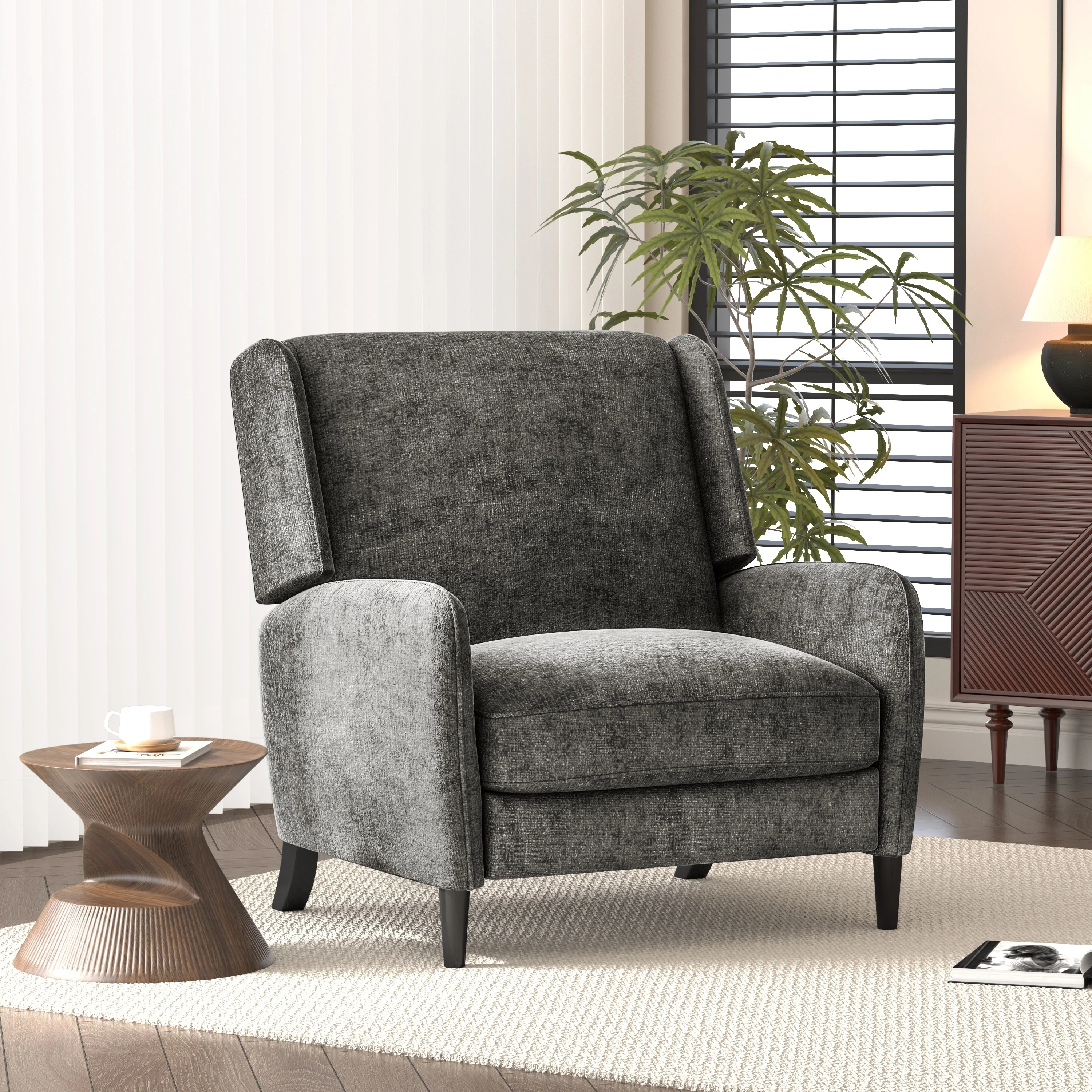Roomfitters Oversized Textured Fabric Pushback Recliner, Cozy Recliner for Living Room