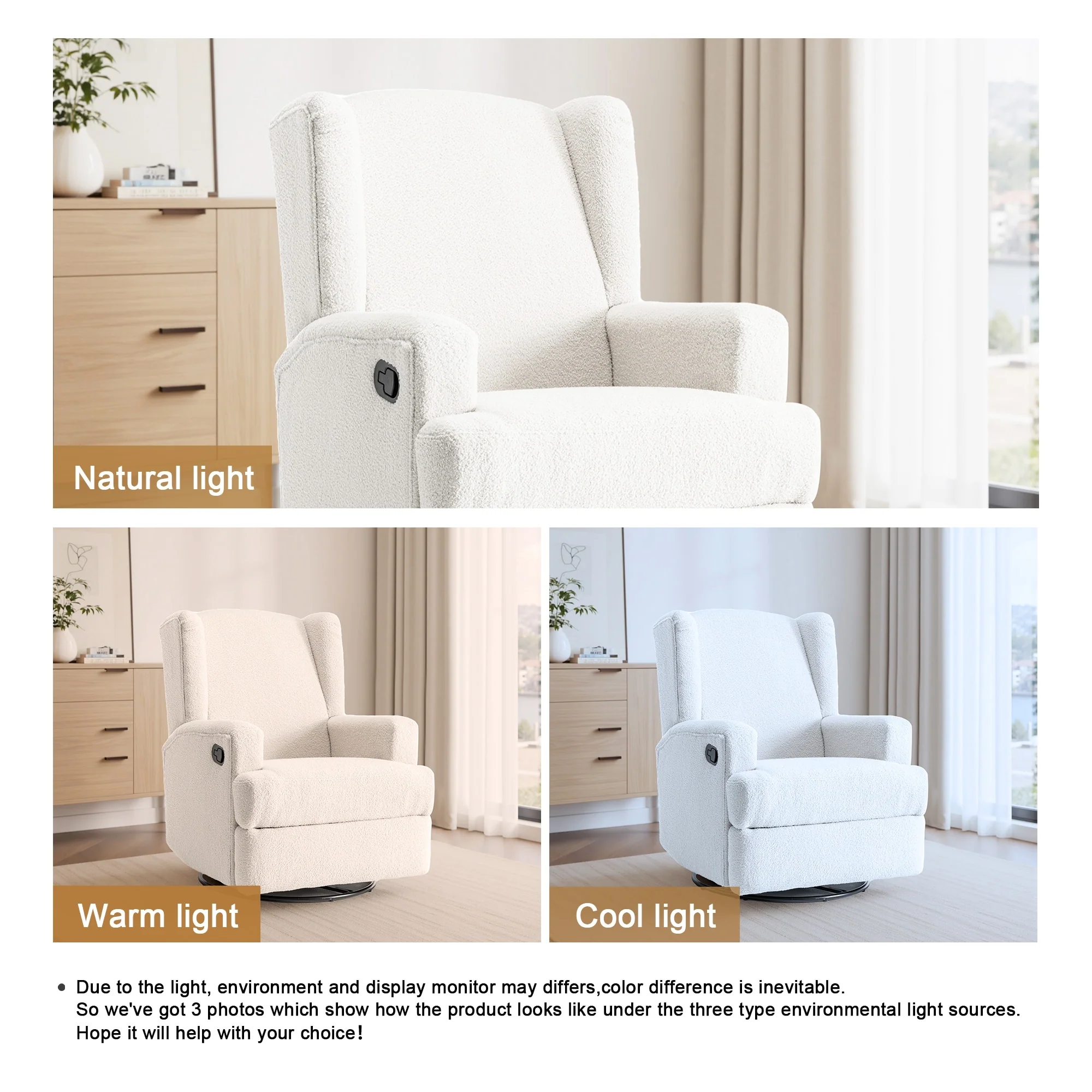 Swivel Wingback Glider Rocker Nursery Recliner Chair