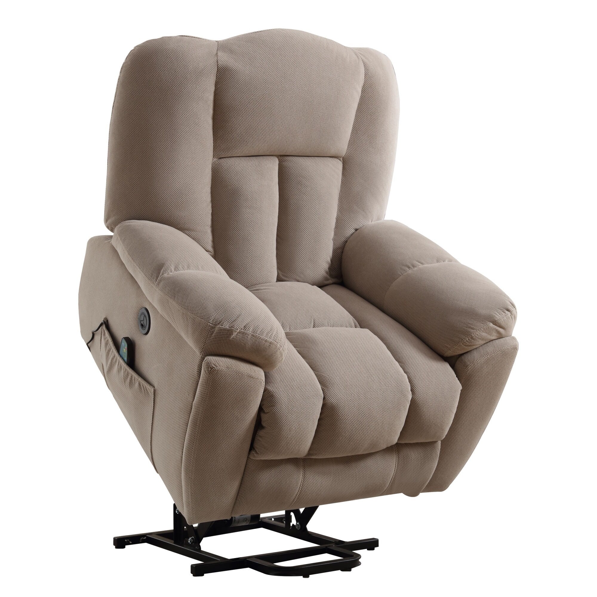 Grey Power Lift Recliner with Heat, Massage, USB, and Infinite Positions