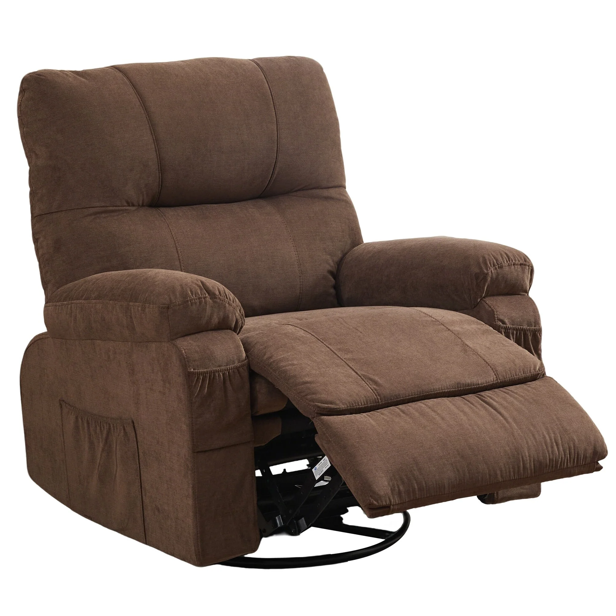 360�� Rotating Recliner Chair with Adjustable Backrest, Swivel Rocking Armchair with Footrest, Soft Cushions & Side Pockets