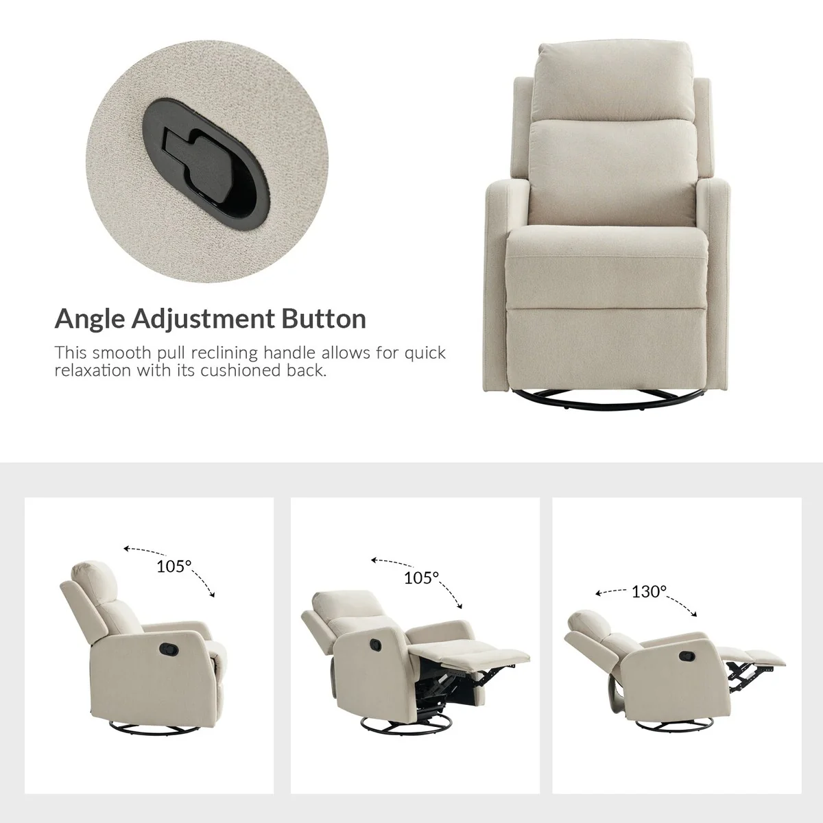 Julian Modern Swivel Rocker Manual Recliner Set of 2 by HULALA HOME