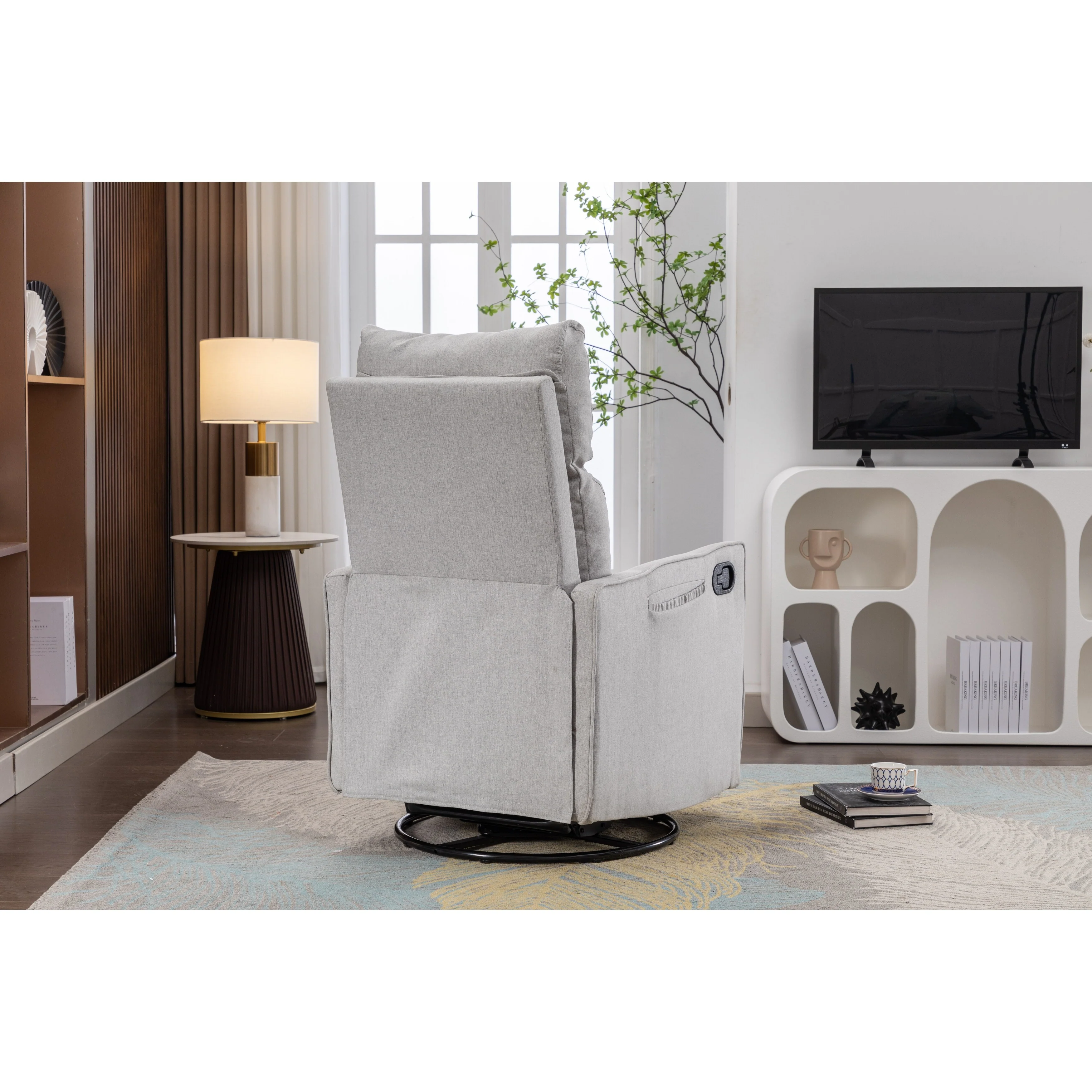 Manual Swivel Rocker Recliner Chair with Adjustable Back & Footrest