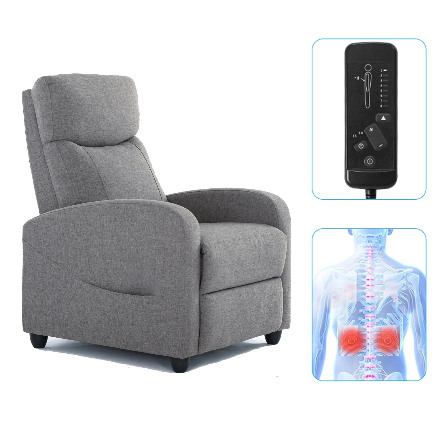 Recliner Massage Sofa Chair Push Back Reclining Chair Home Theater Recliner