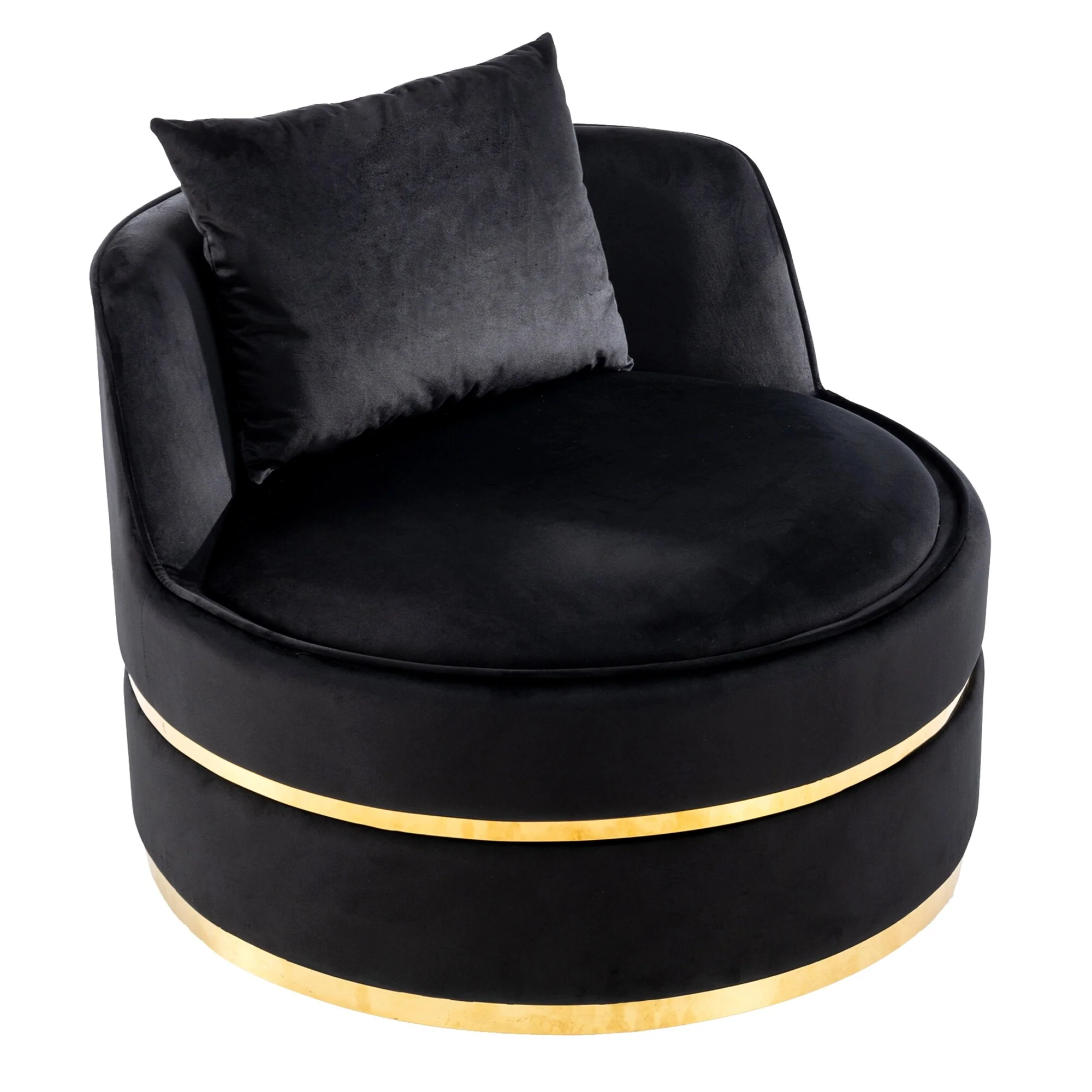 Velvet 360�� Swivel Accent Chair with Seat Cushion, Upholstered Barrel Chair with Stainless Steel Base Living Room Chair