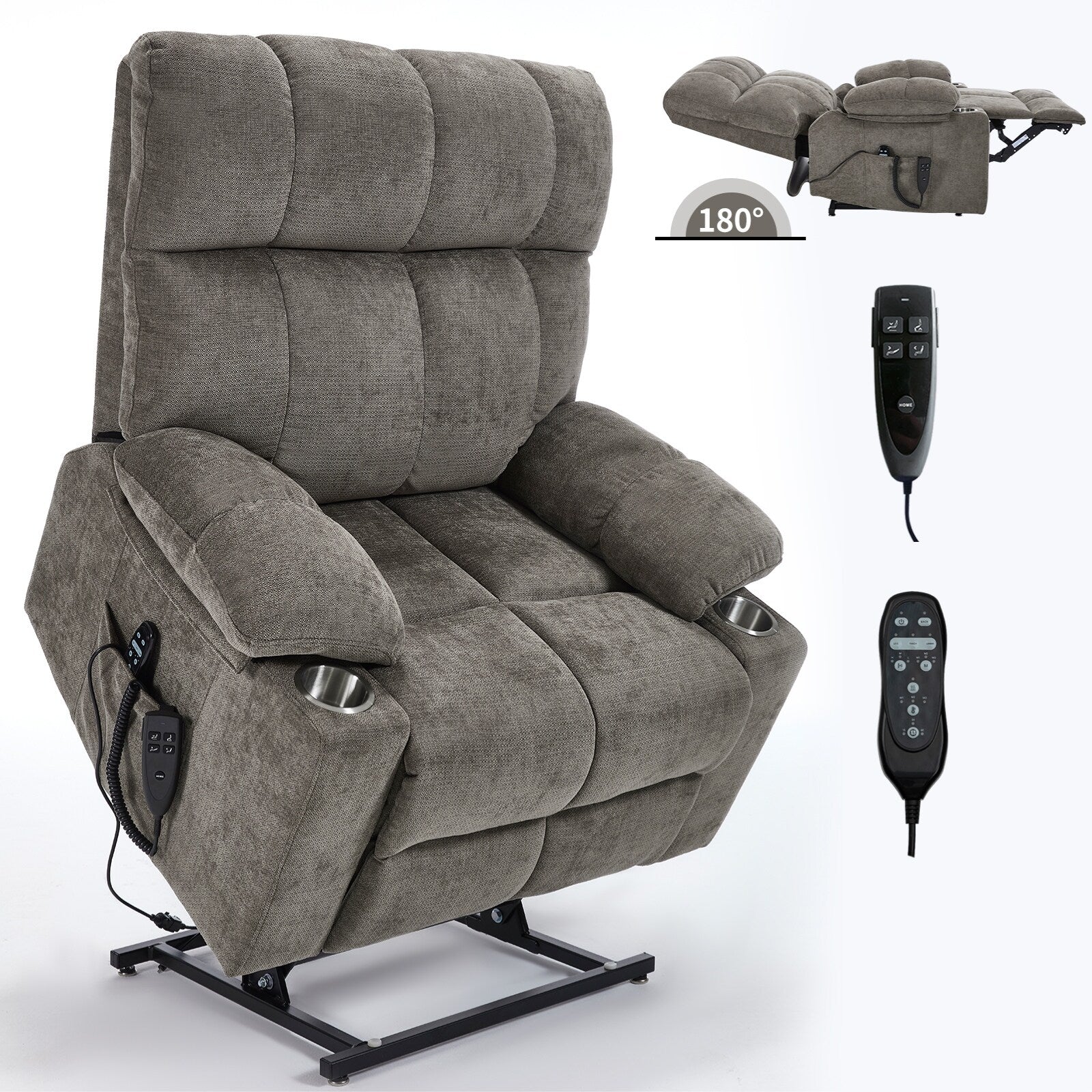 Recliner Chair, Heavy Duty Motion Mechanism with 8-Point Vibration Massage and Lumbar Heating, Dual Cup Holders