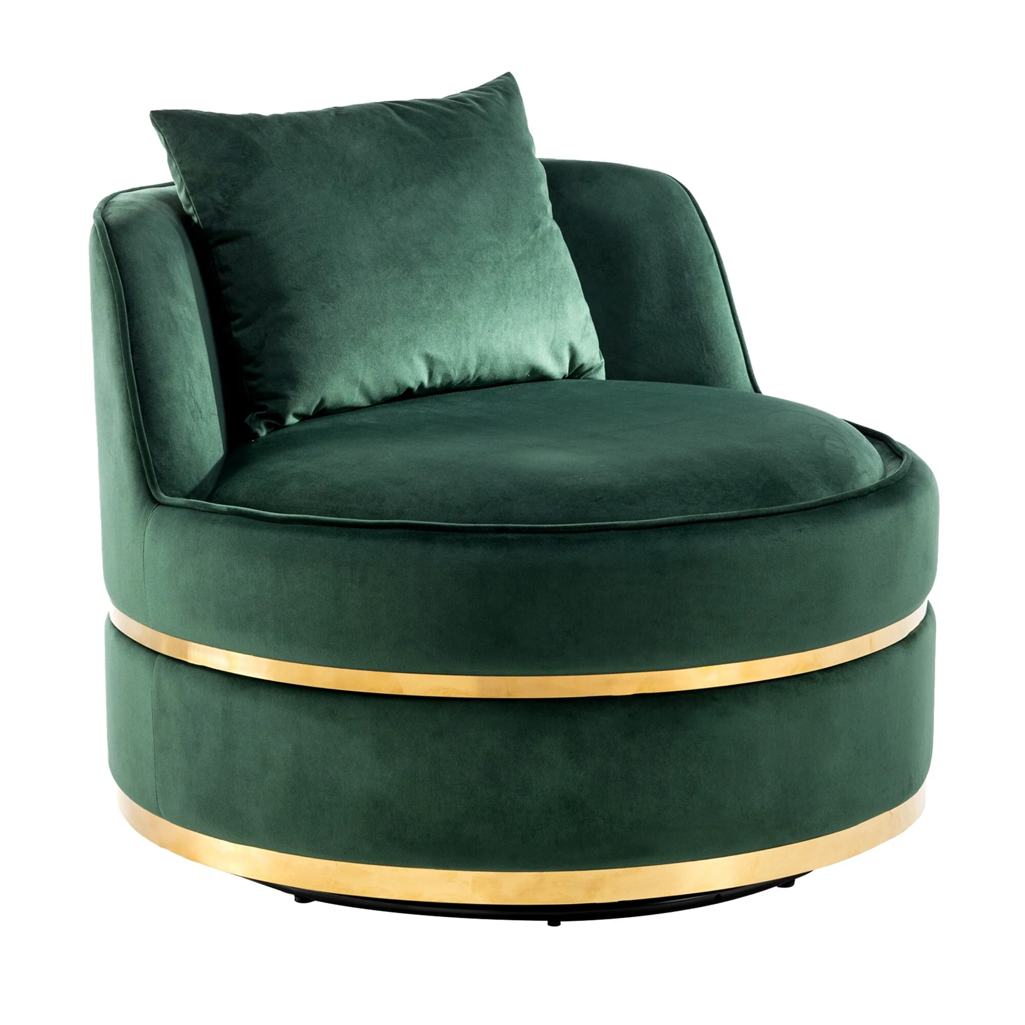 Velvet 360�� Swivel Accent Chair with Seat Cushion, Upholstered Barrel Chair with Stainless Steel Base Living Room Chair