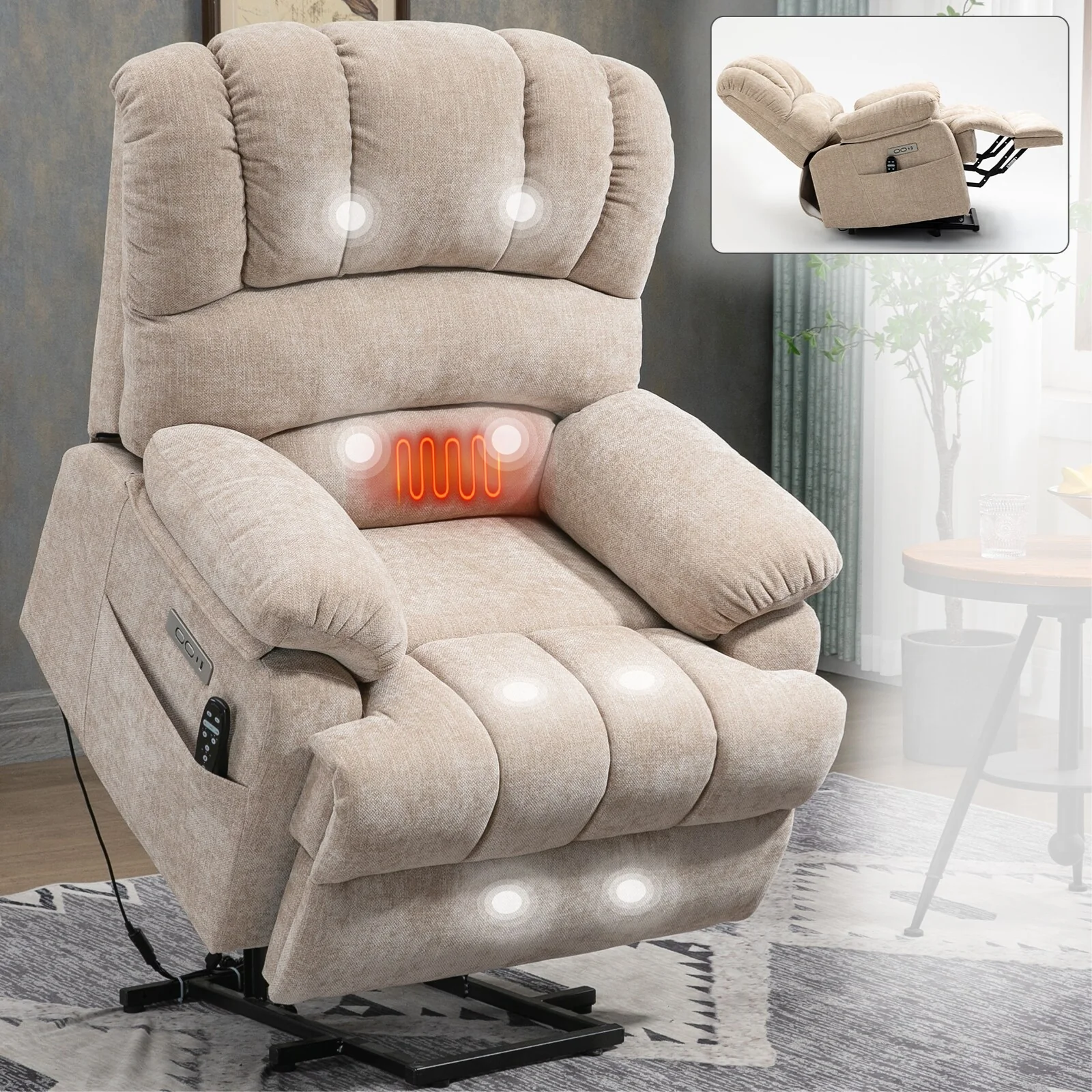 Chenille Power Lift Recliner Chair