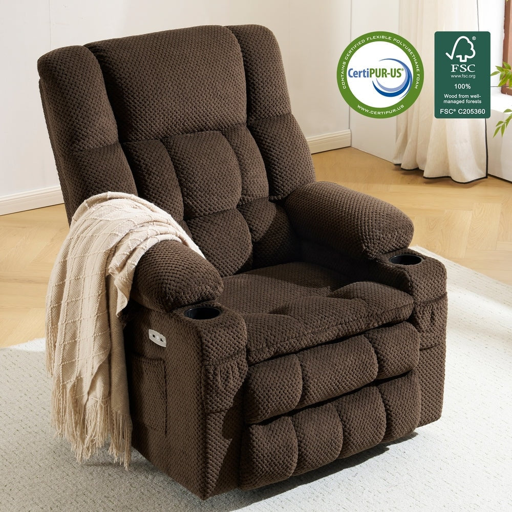 MCombo Large Dual Motor Power Lift Recliner Chair Sofa with Massage and Heat for Tall Elderly People, Fabric 7896