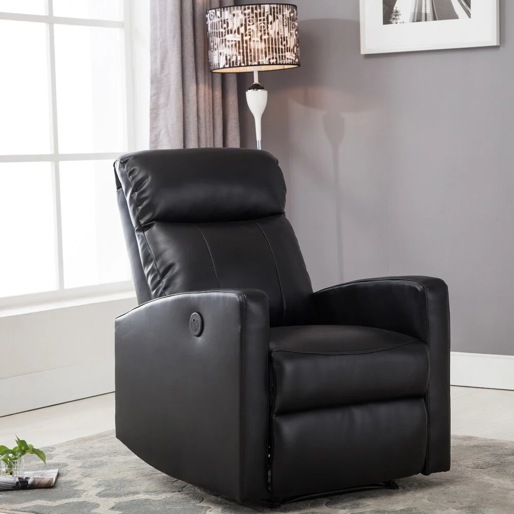 AC Pacific Modern Faux Leather Small Powered Reading Recliner