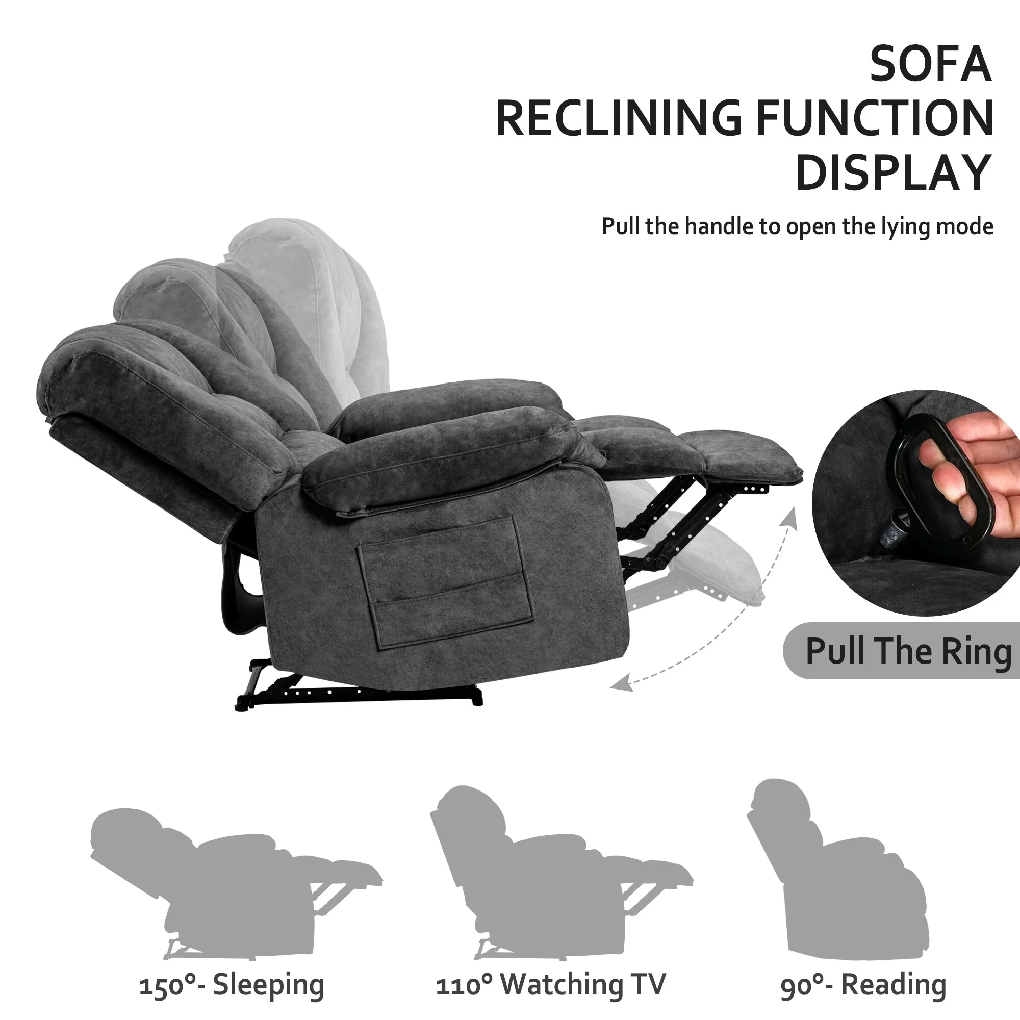 Grey Extra-Wide Recliner Sofa Chair with Full-Body Massage and Lumbar Heating - Heavy-Duty Frame and Adjustable Recline