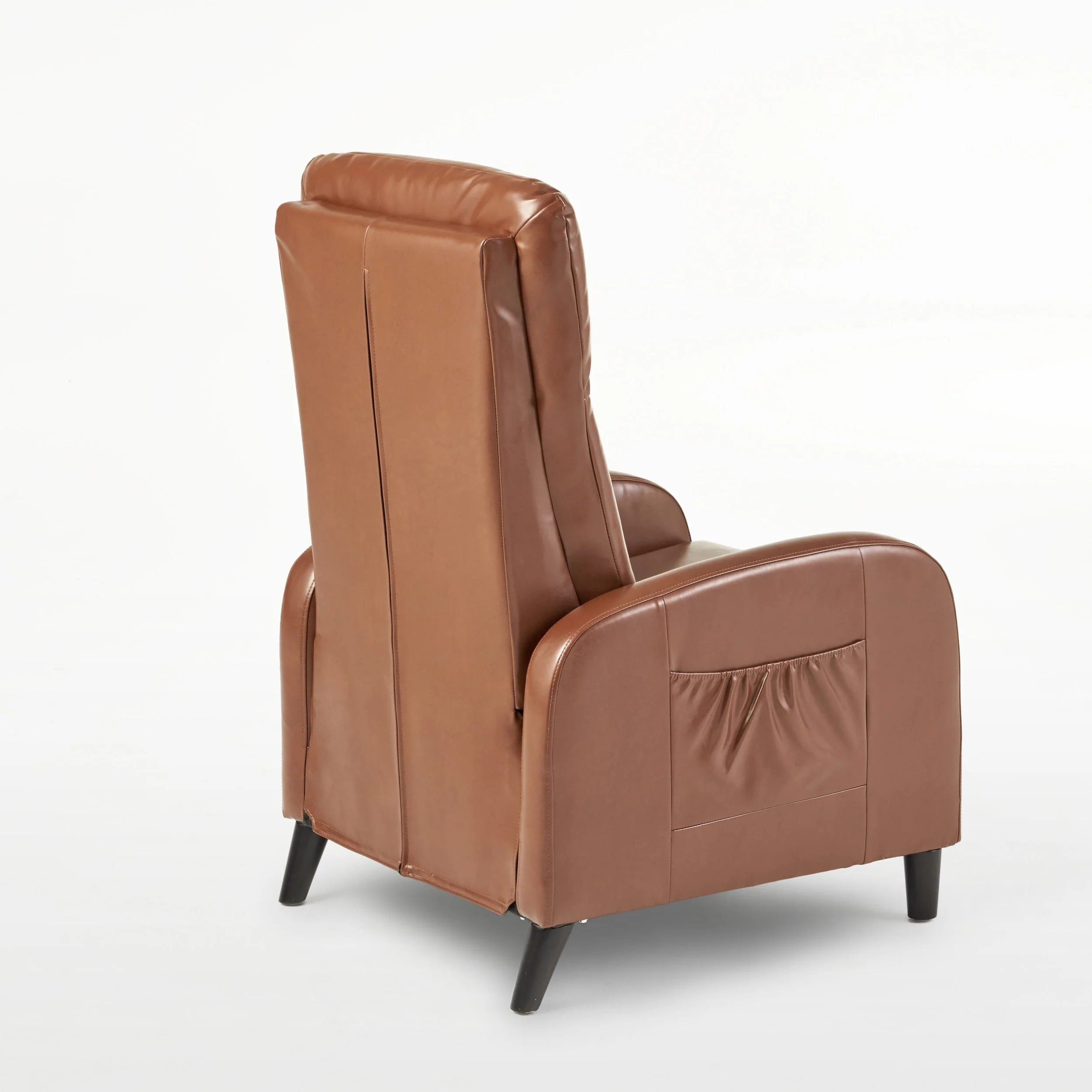 Roomfitters 33.5 Wide Faux Leather Push Back Standard Recliner, Brown