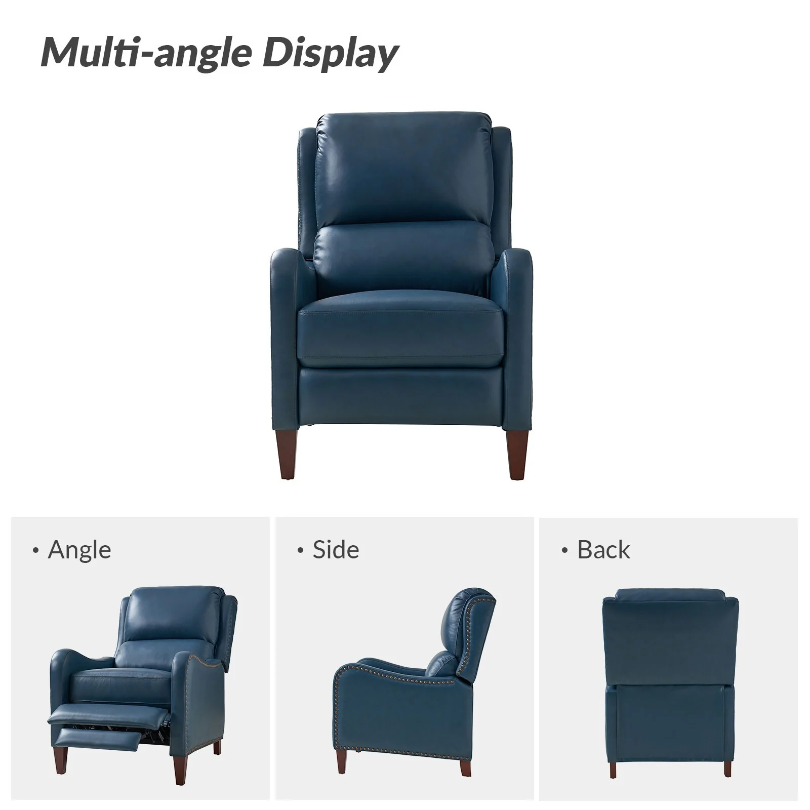 Brigida Modern Genuine Leather Nailhead Trim Recliner with Adjustable Footrest Set of 2 by HULALA HOME