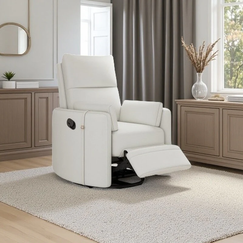 Manual Upholstered Swivel Rocker Recliner with 360�� Rotation, Adjustable Backrest, and Removable Support Pillows