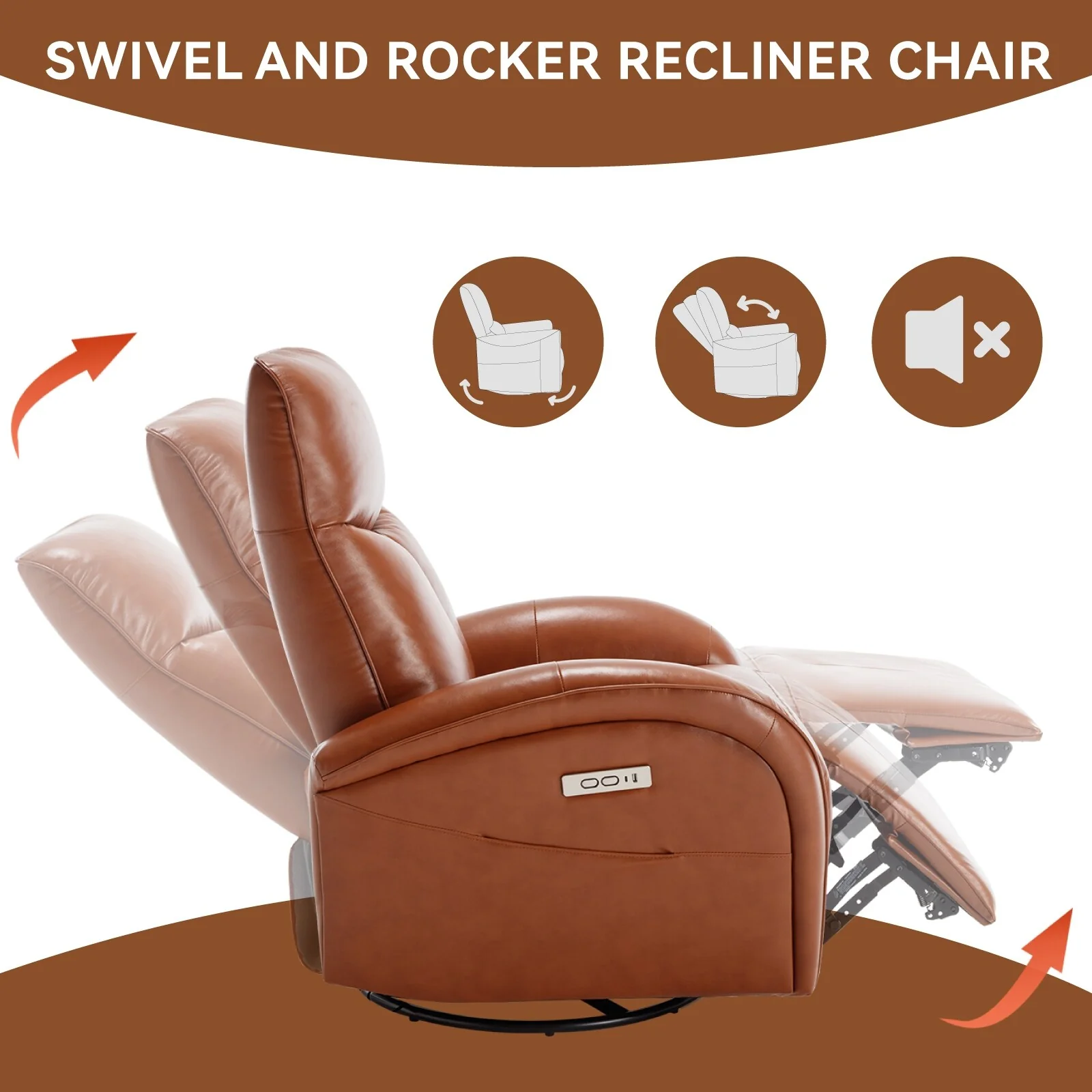 Armless Power Glider Recliner Chair with USB?C Charging & High Backrest