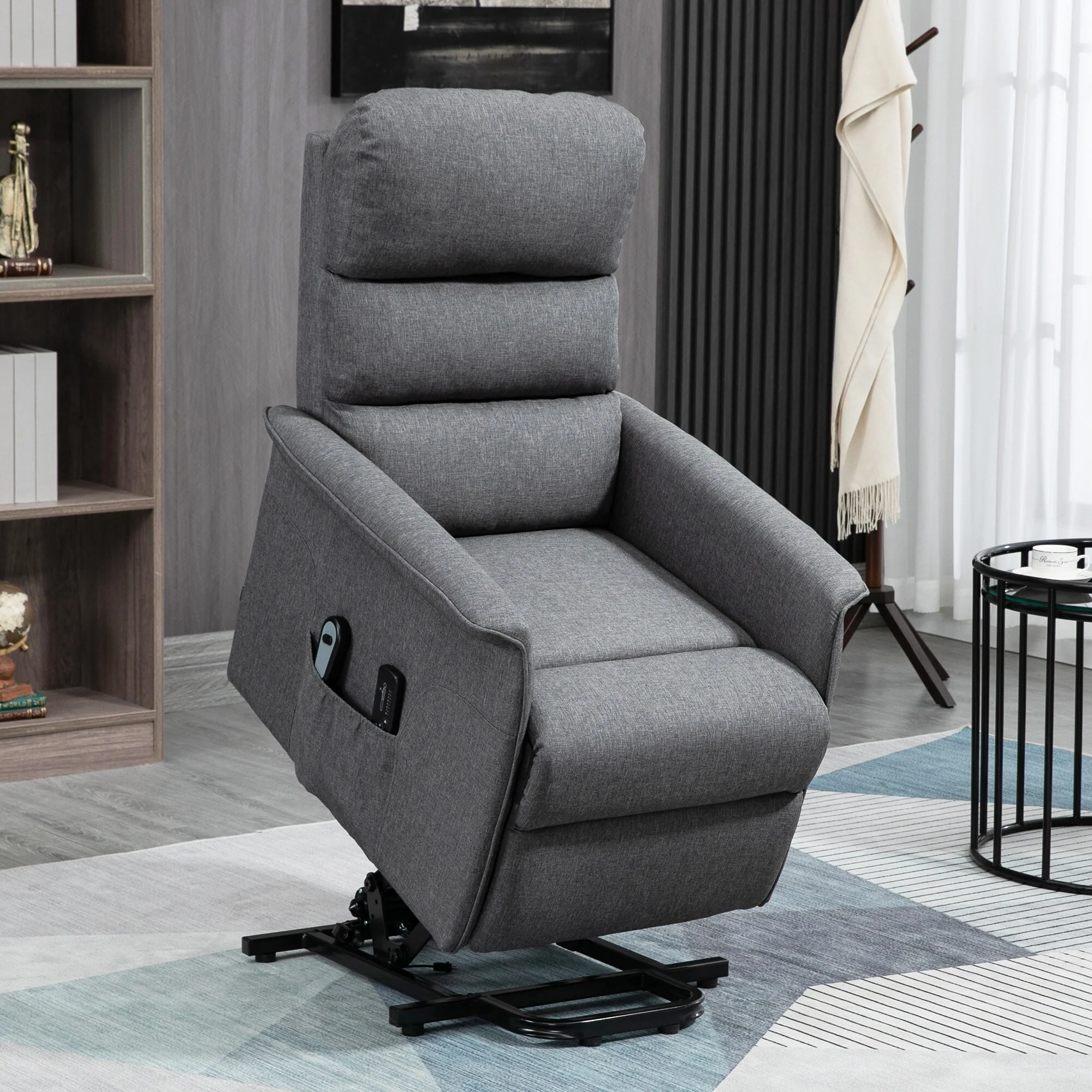 Grey Power Lift Recliner with Massage, Remote & Adjustable Footrest