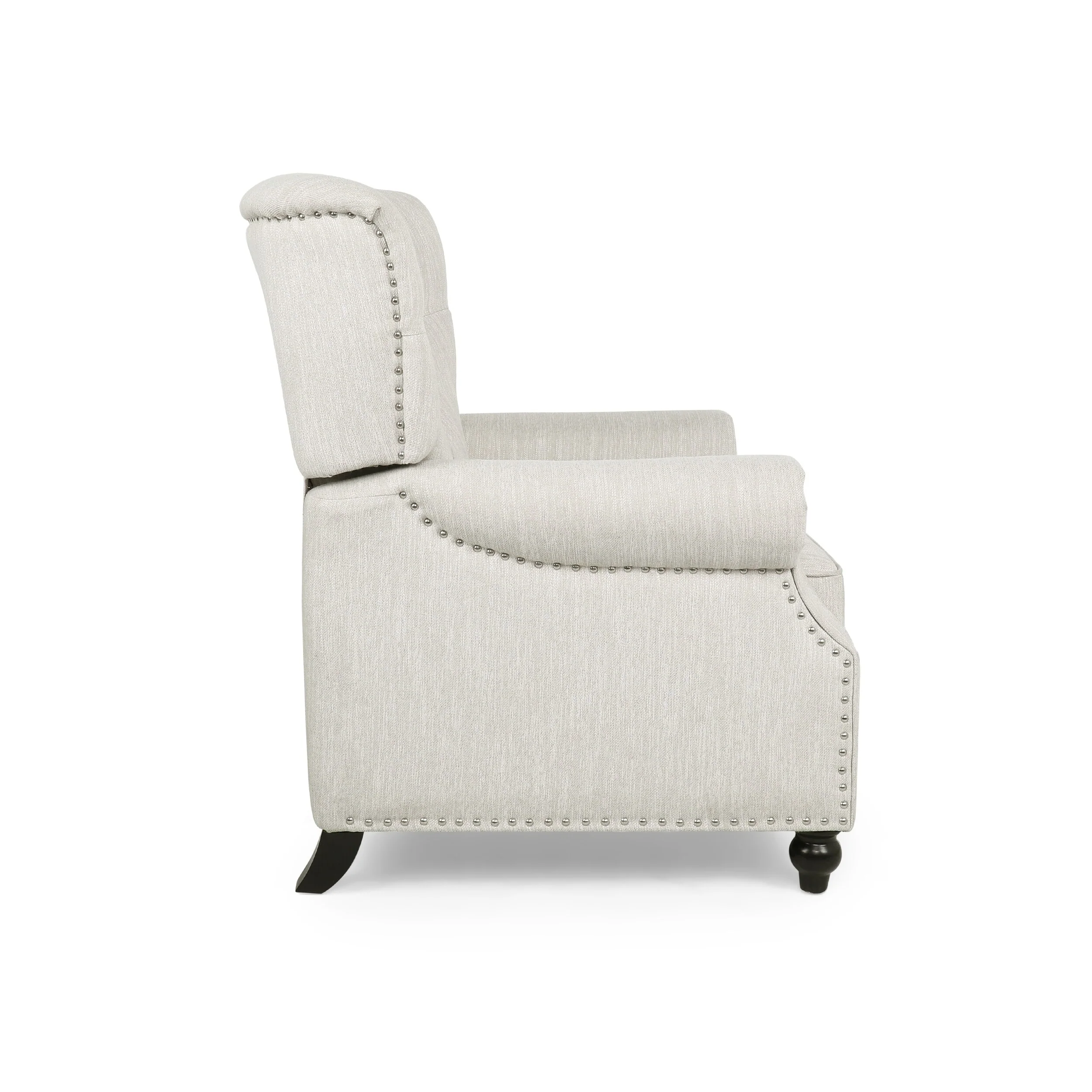 Button?Tufted Push?Back Recliner Chair with Nailhead & Rolled Arms