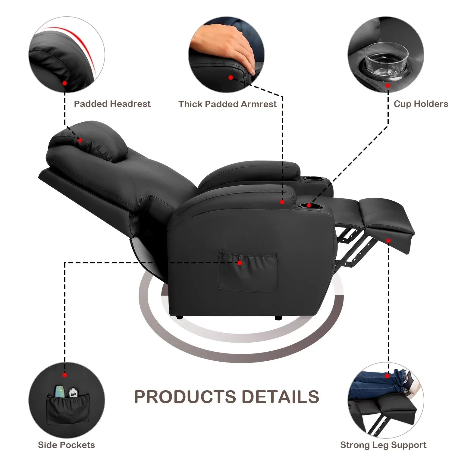 LACOO Power Lift Recliner PU Leather Reclining Chair with Massage