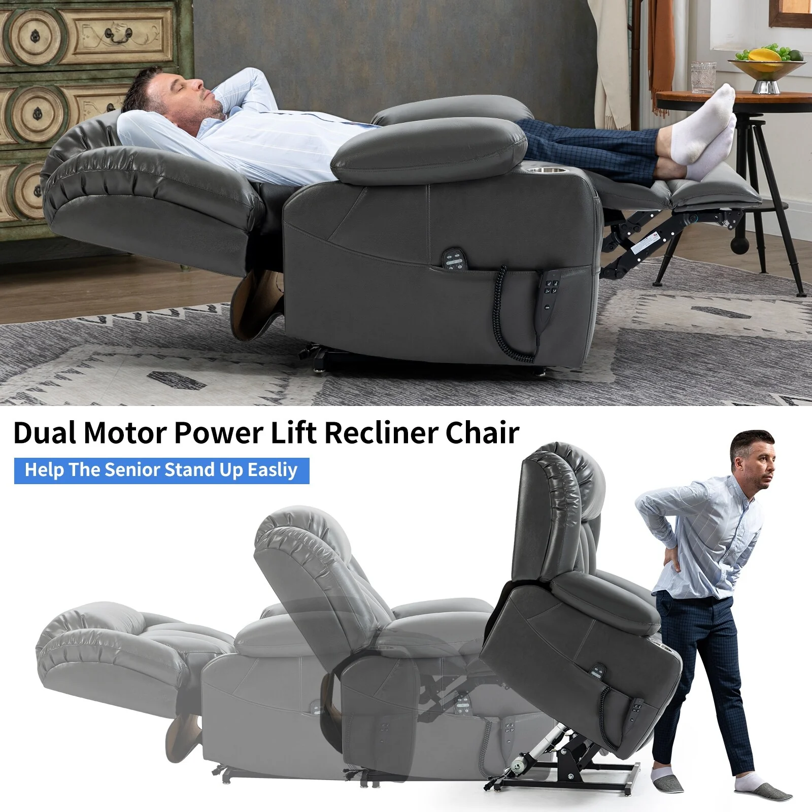 Leatheraire Power Lift Recliner Chair