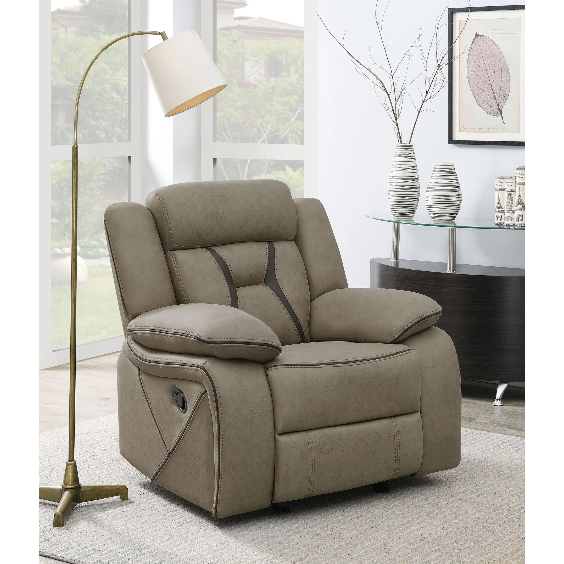 Higgins Overstuffed Upholstered Glider Recliner