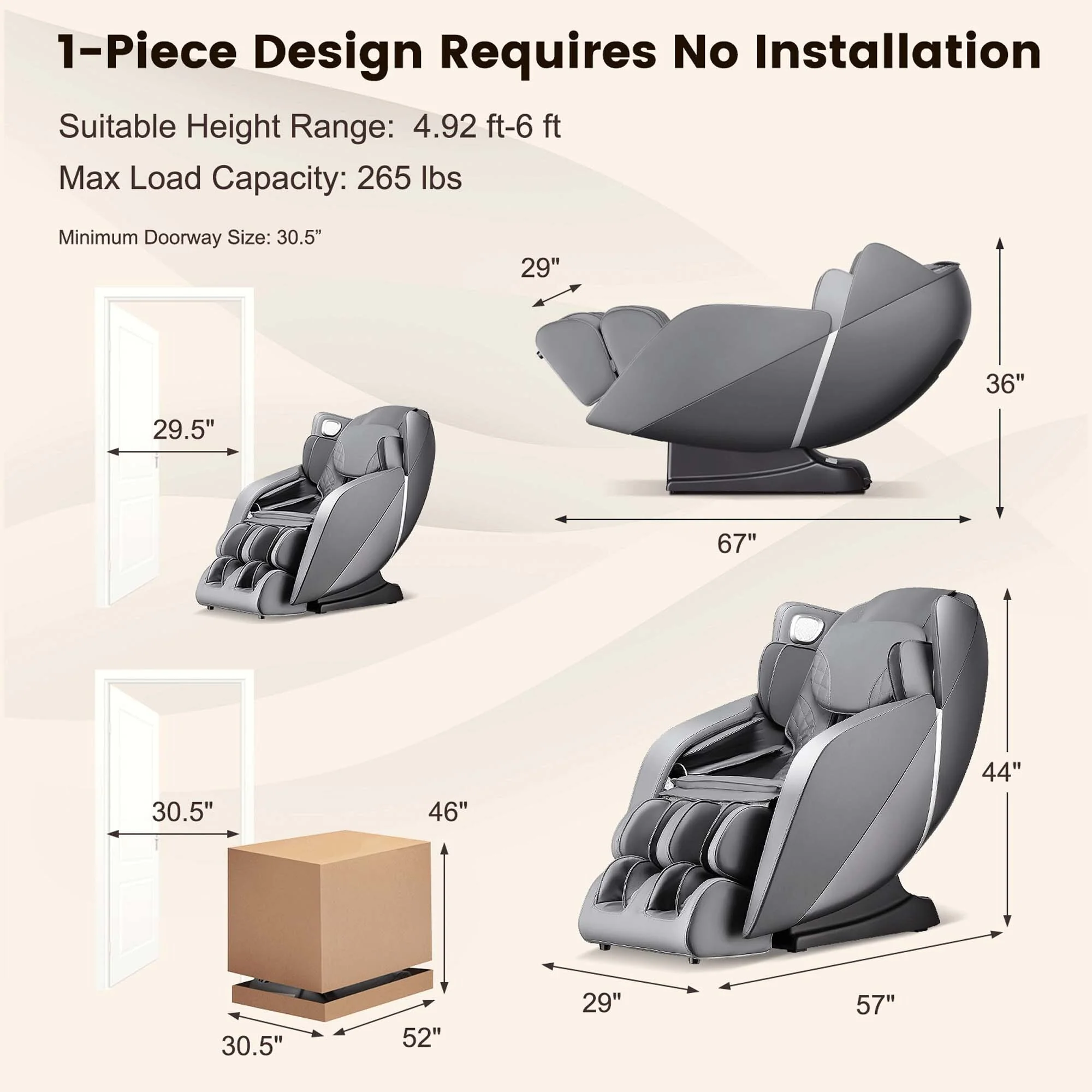 Costway Full Body Massage Chair with Voice Control Heat Foot Roller
