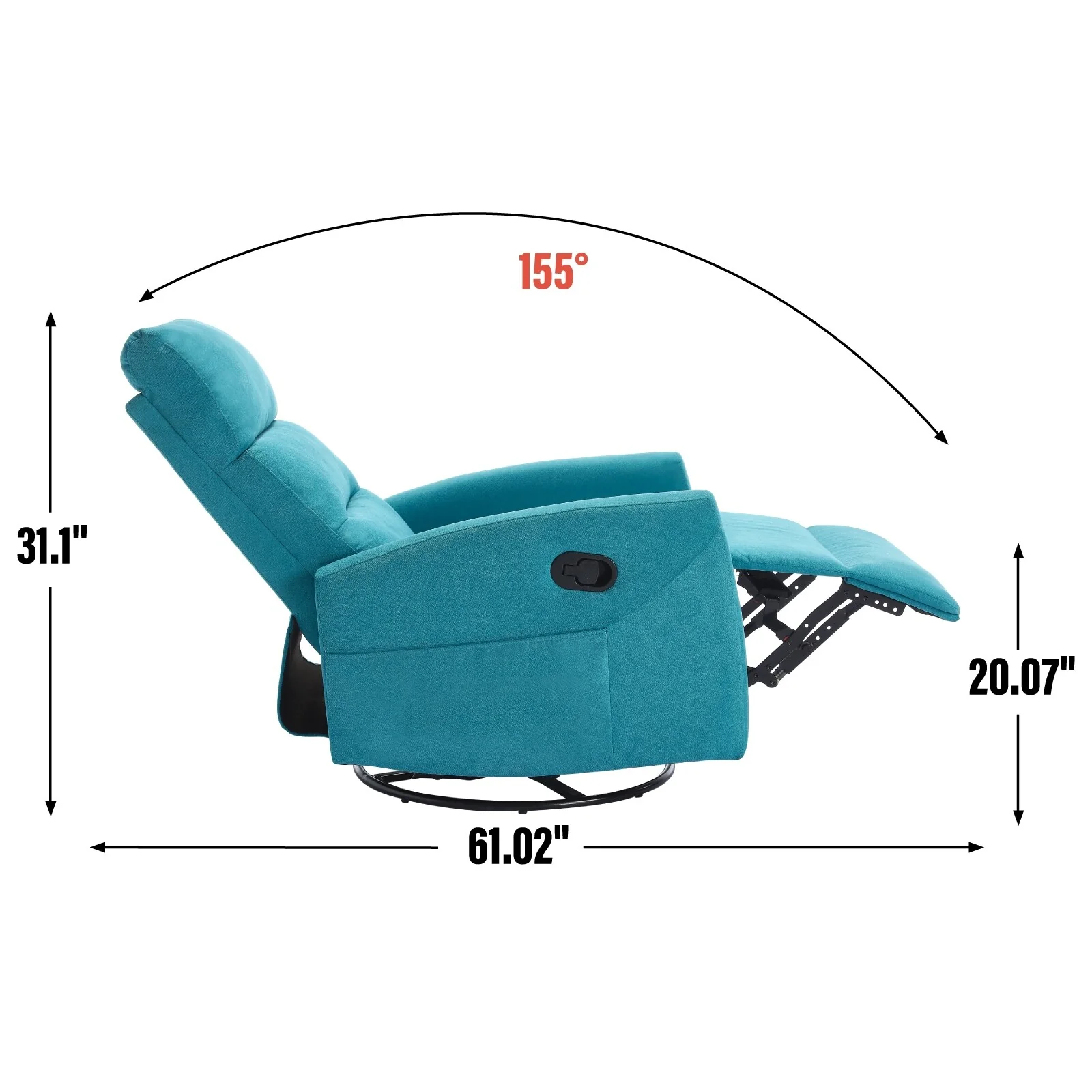 Manual Recliner Chair with Rocker and Swivel