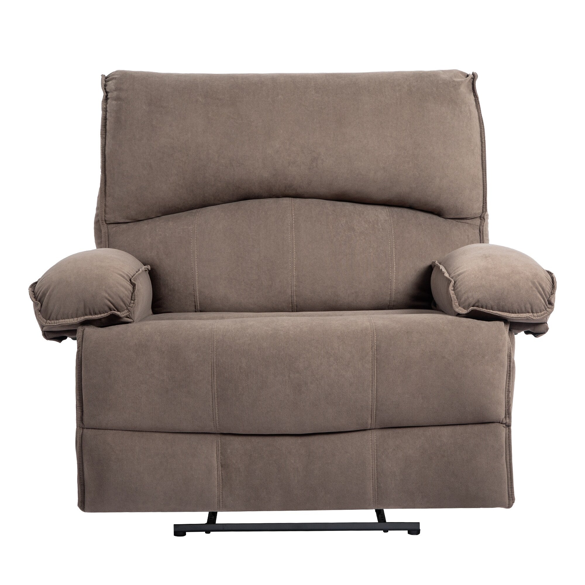 Grey Spacious Push-Back Recliner Sofa Chari with Super Soft Fleece Upholstery and Heated Massage Pillow