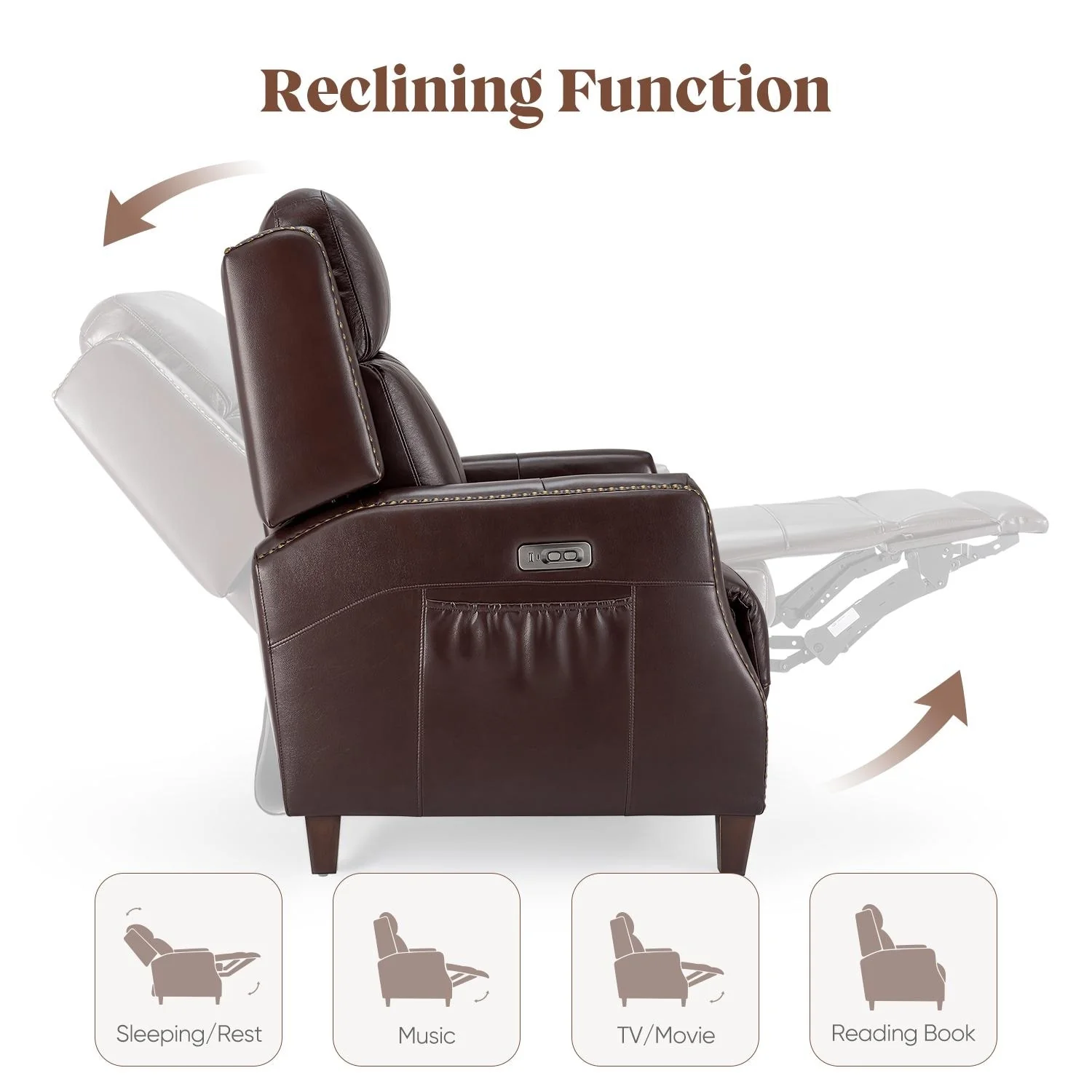 32.7 Wide Genuine Leather Recliner Power Club Recliner