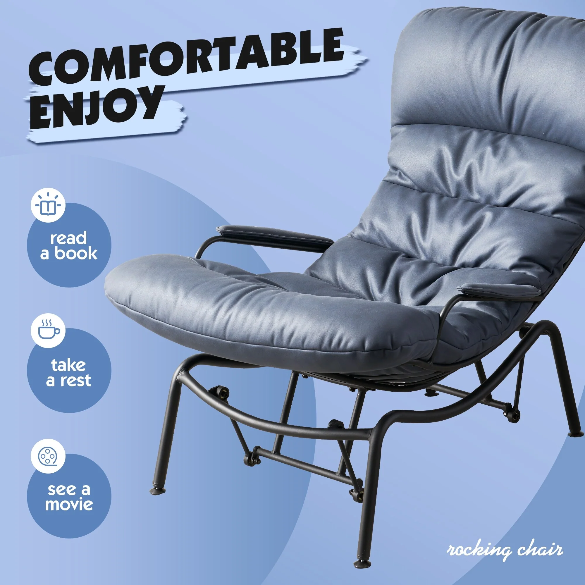 OVIOS Living Room Accent Chair Rocking Recliner Chair with Ottoman