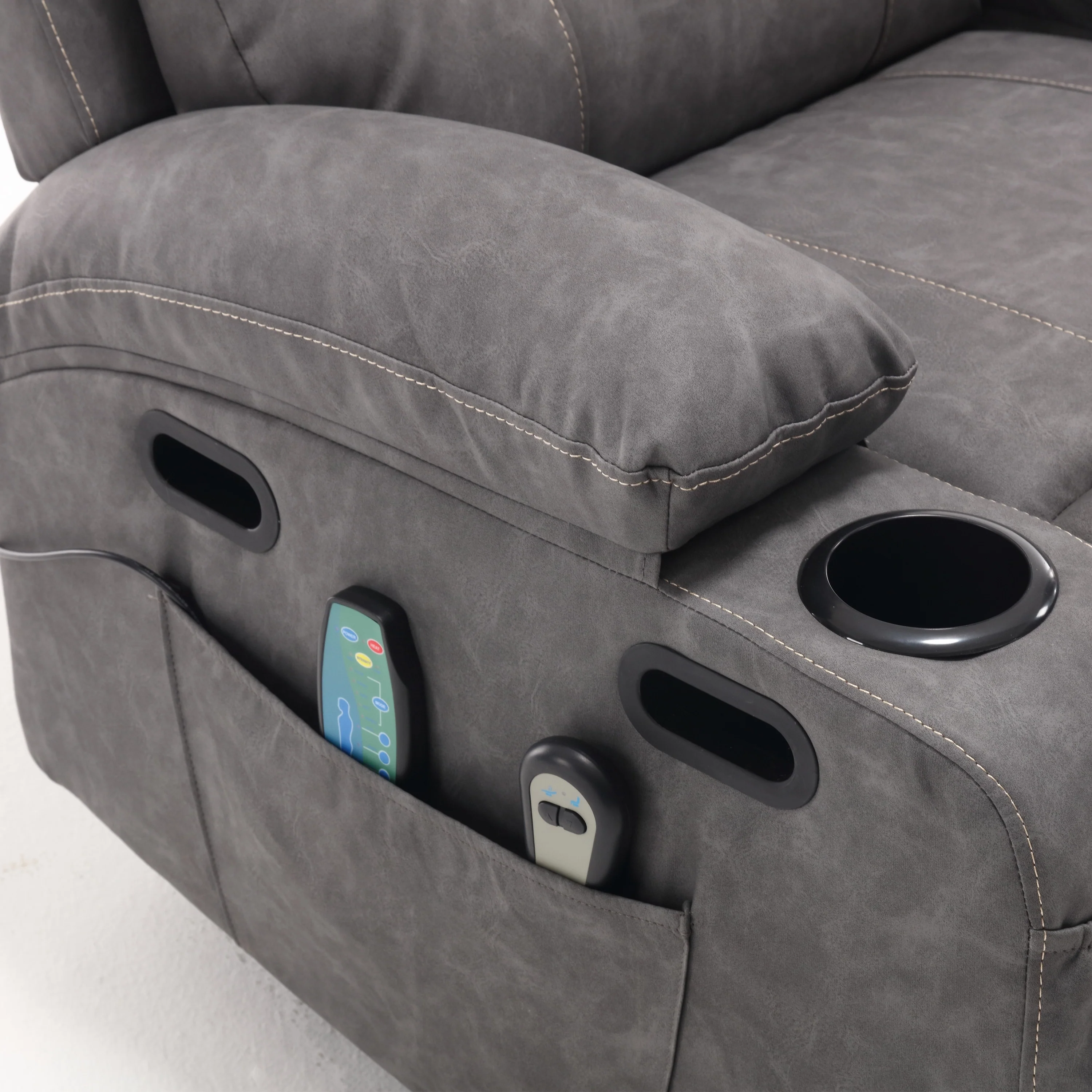 PU Leather Power Lift Recliner with Massage, Heating & Cup Holders