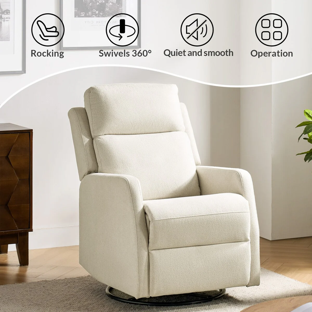 Julian Modern Swivel Rocker Manual Recliner Set of 2 by HULALA HOME