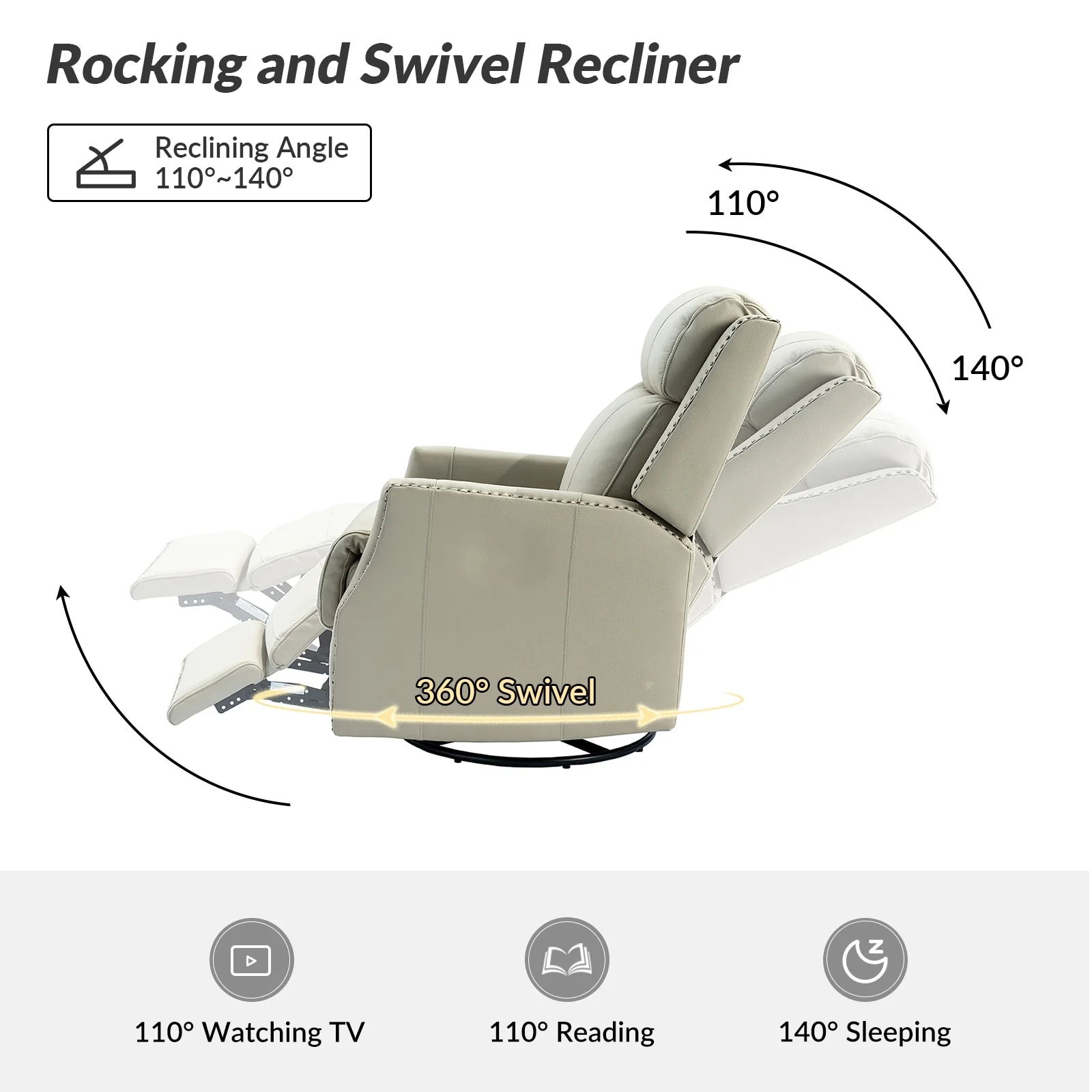 Demeter modern Genuine Leather Swivel Nursery Chair with Nailhead Trims Set of 2 by HULALA HOME