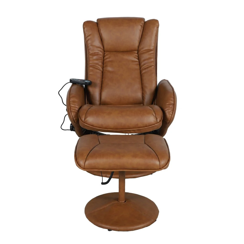 LeatherSoft Massaging Multi-Position Recliner w/Ottoman