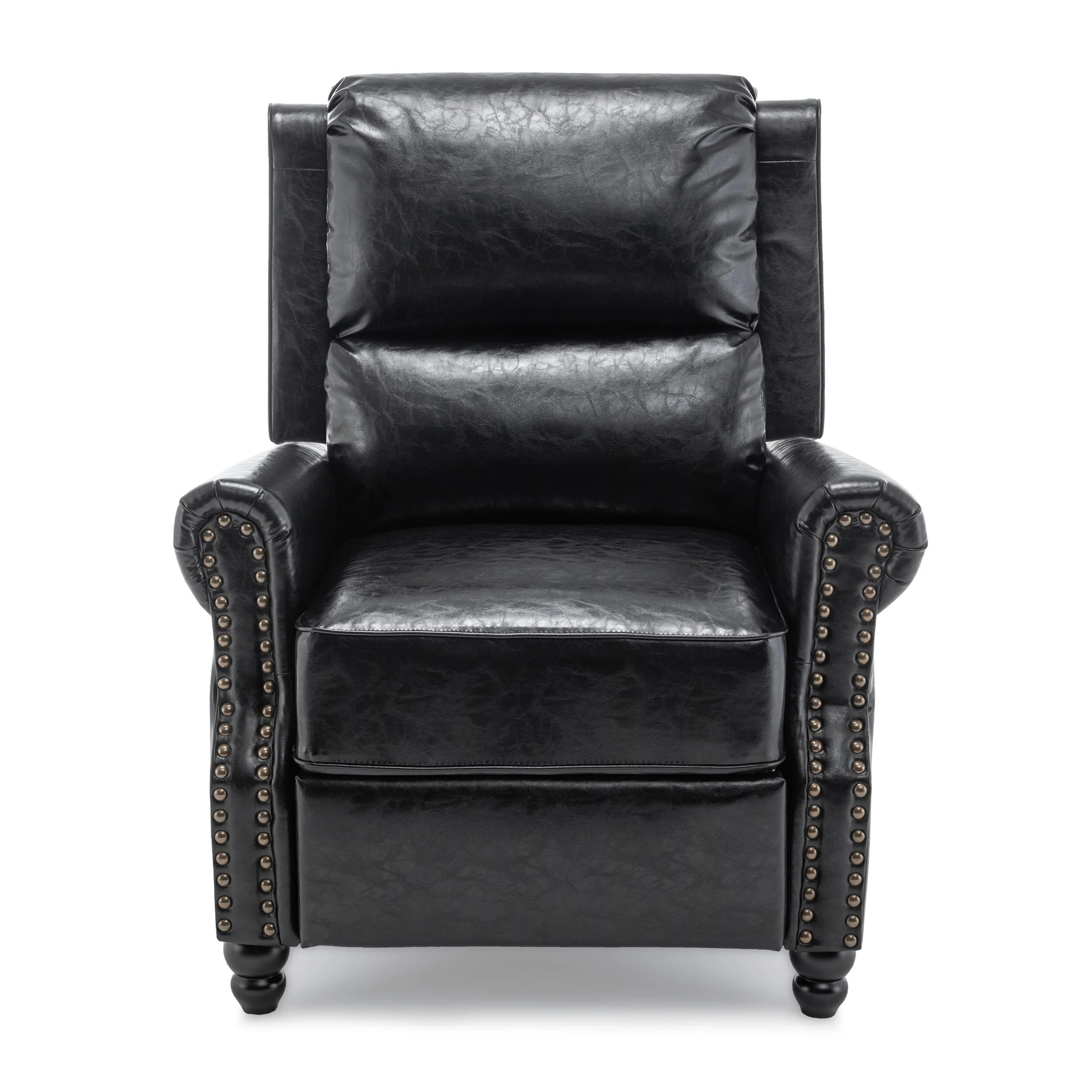 Mid-Century Nailhead PU Leather Linen Recliner