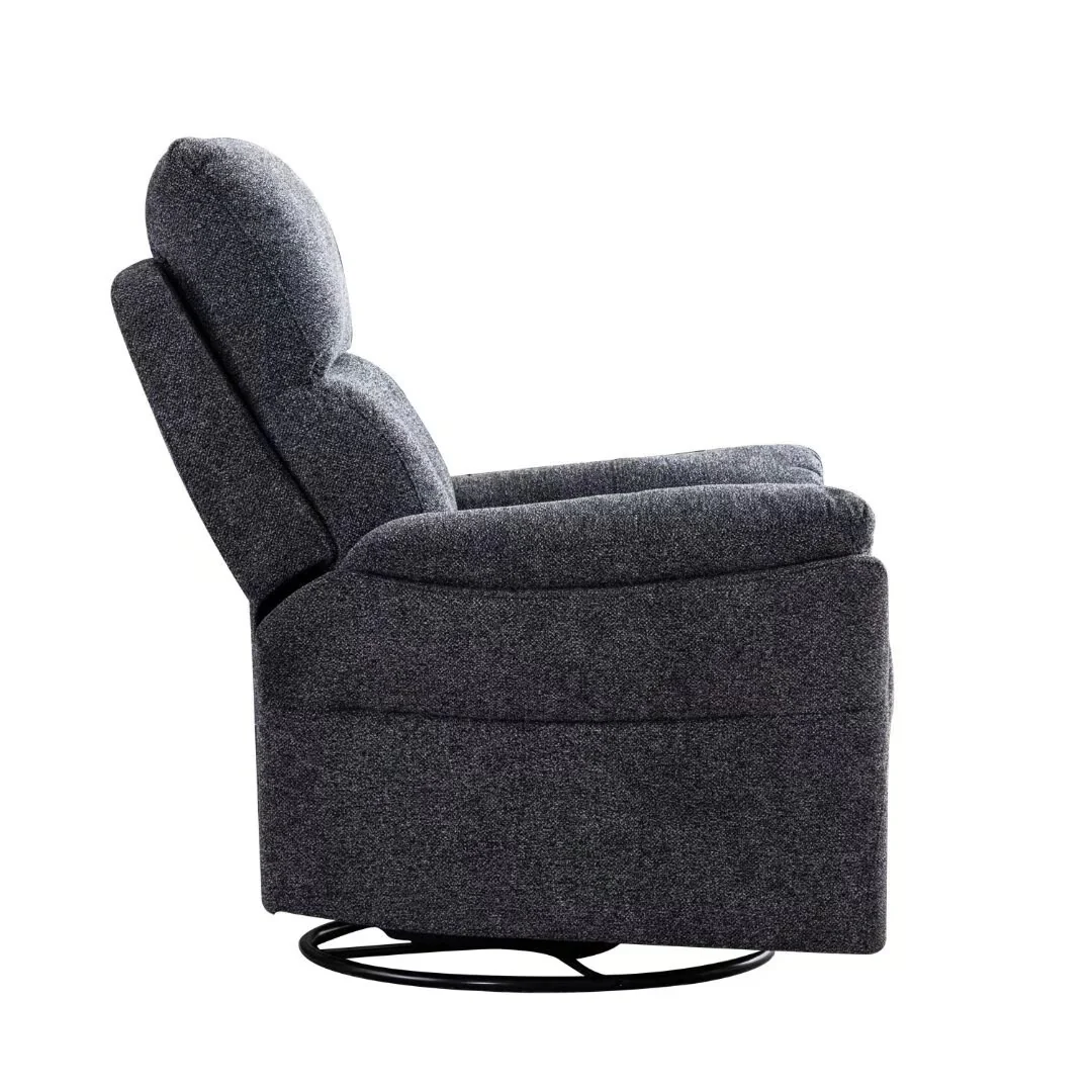 Fabric Overstuffed Swivel Rocker Manual Recliner Chair