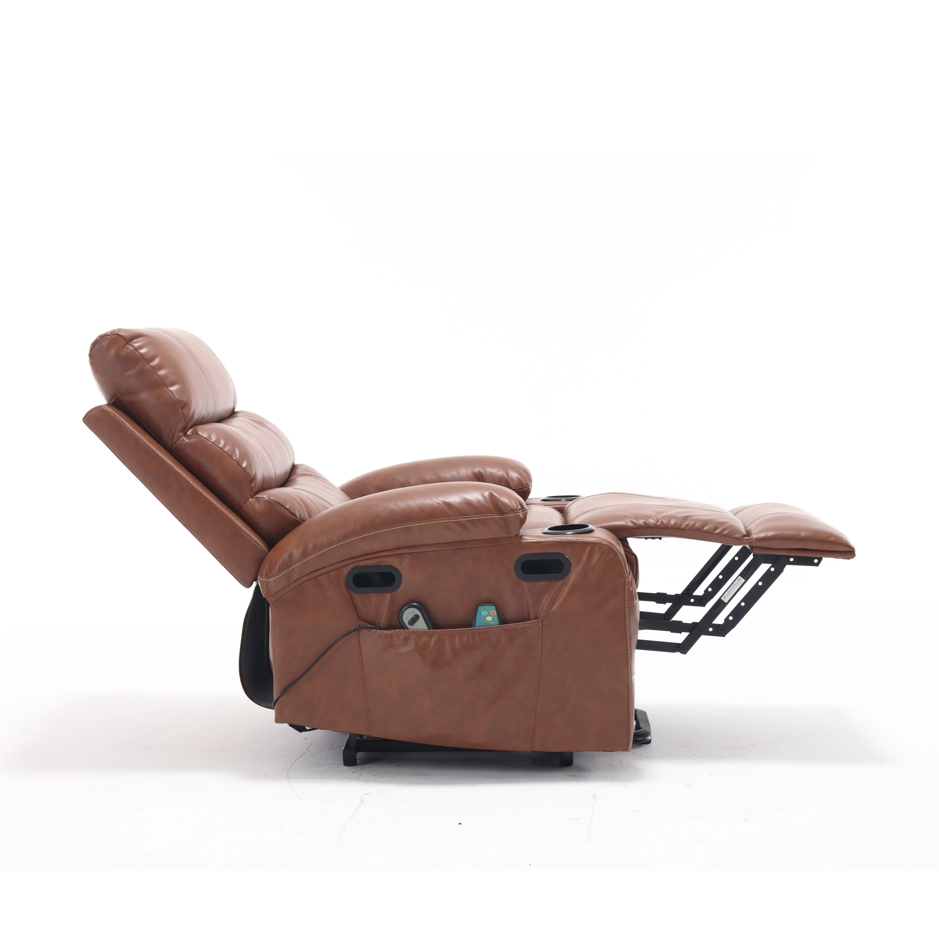 PU Leather Power Lift Recliner with Massage, Heating & Cup Holders