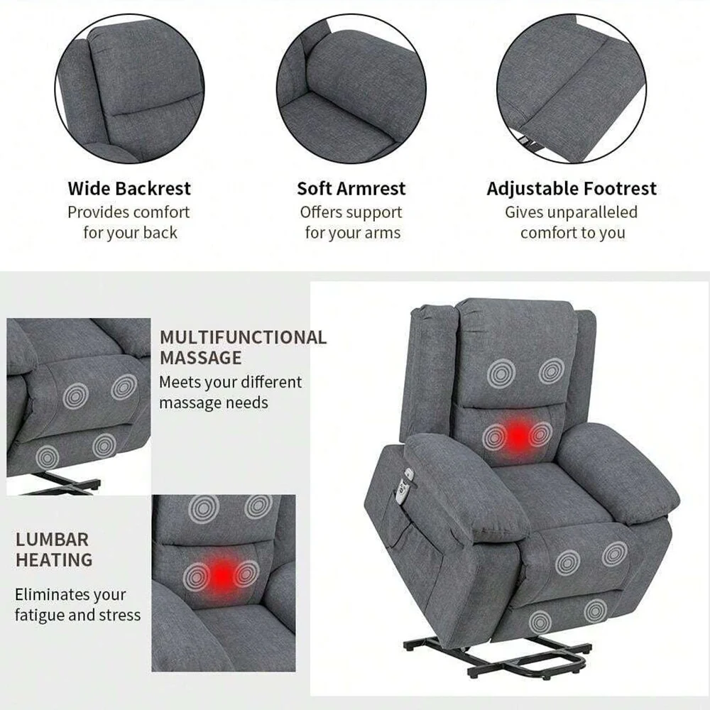 Electric Massage Power Recliner Chair, Multi-function Lifting, Timing