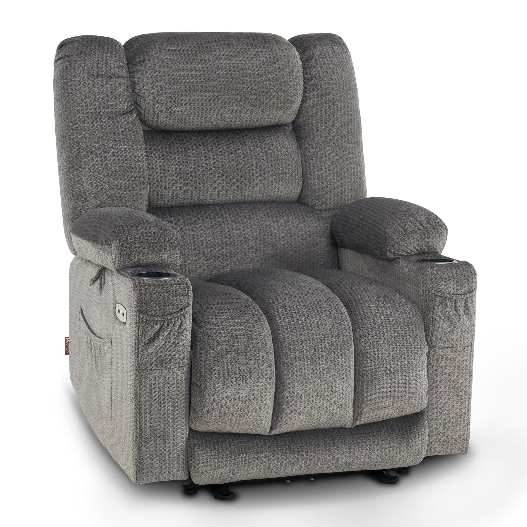 MCombo Electric Power Recliner Chair with Heat and Massage, Fabric 6079/PR670