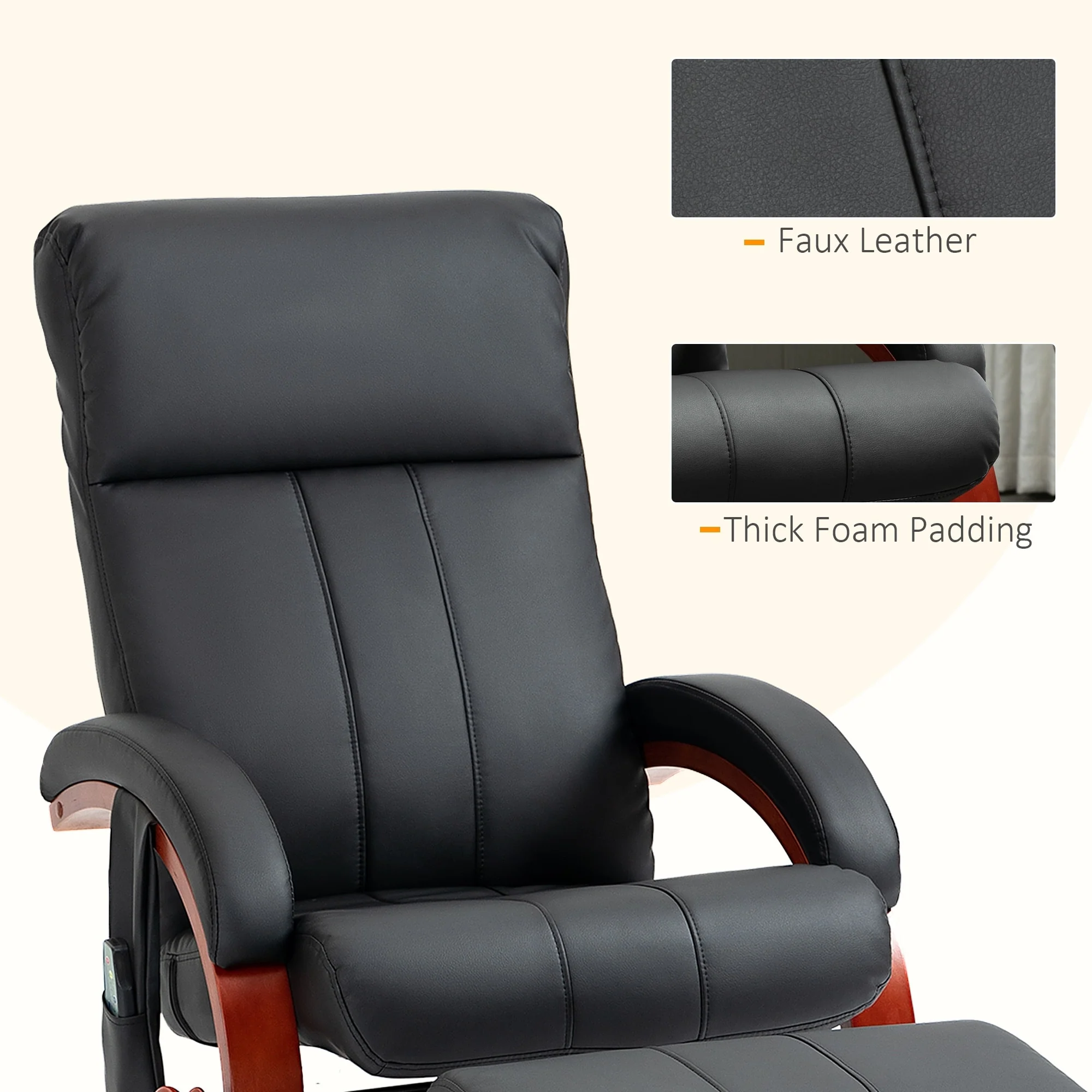 HOMCOM Recliner Chair with Ottoman, Electric Faux Leather Recliner