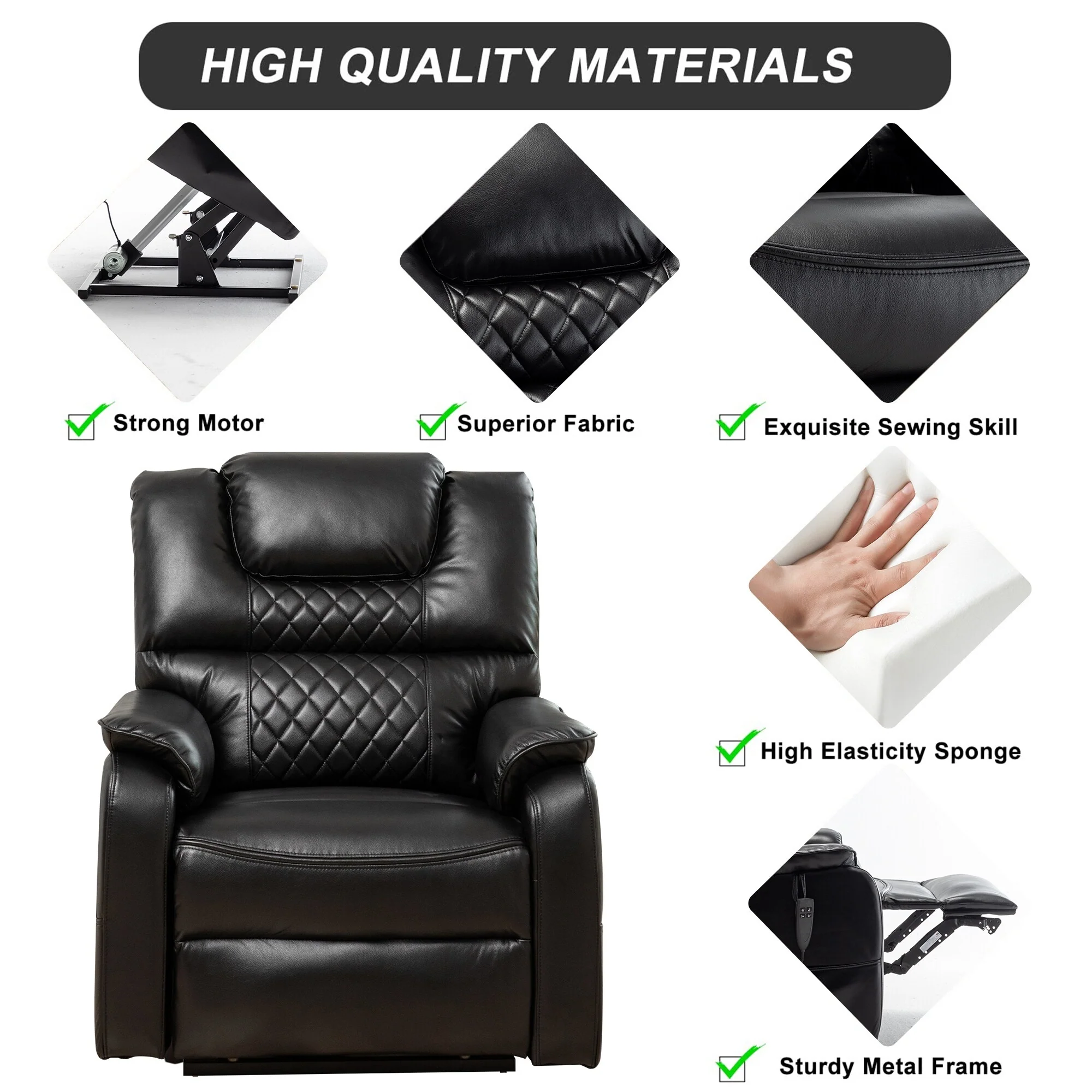 35.5W Dual Electric Power Lift Recliner,MassageHeat,180 degrees