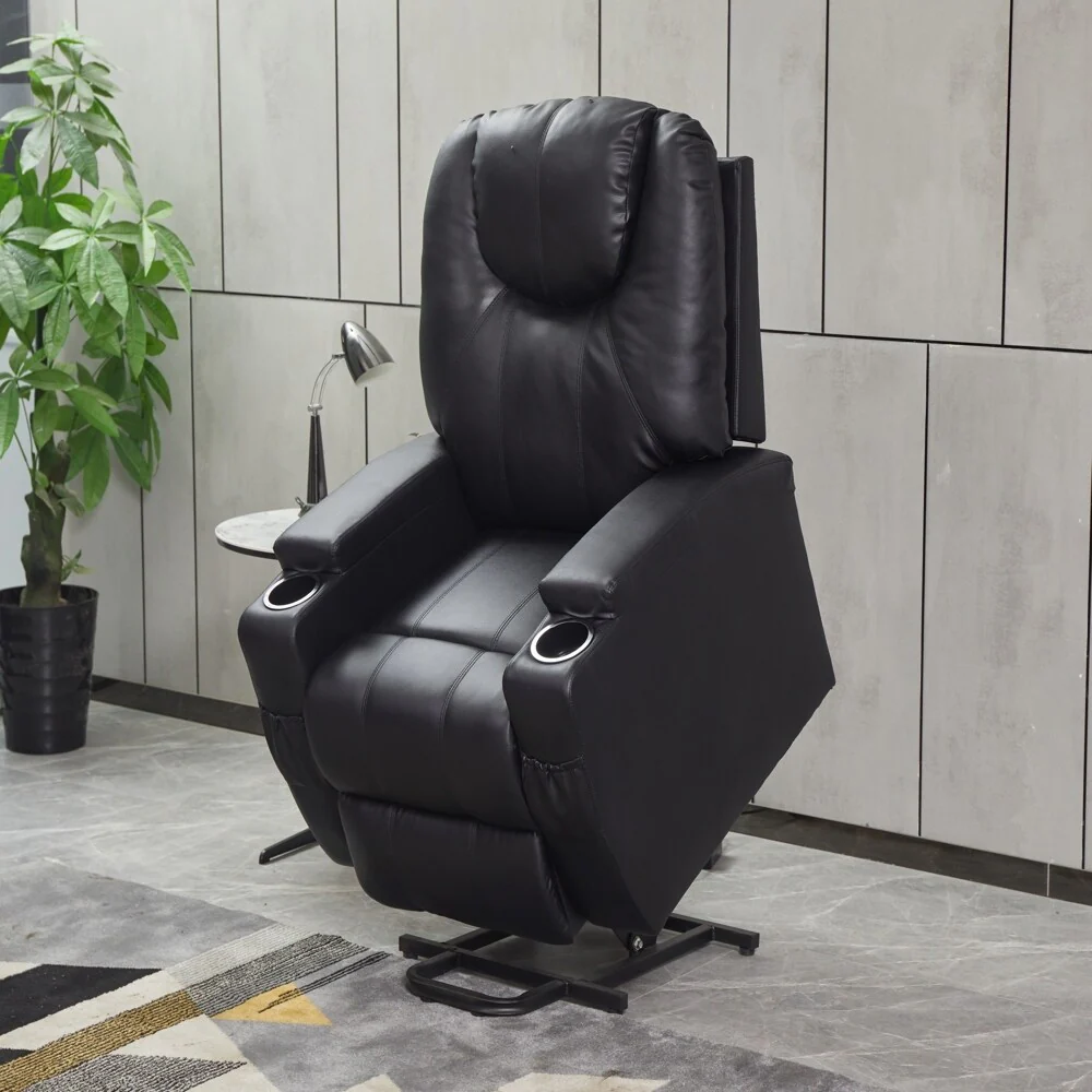 Electric Recliner Chair, Faux Leather with Cup Holders, Remote