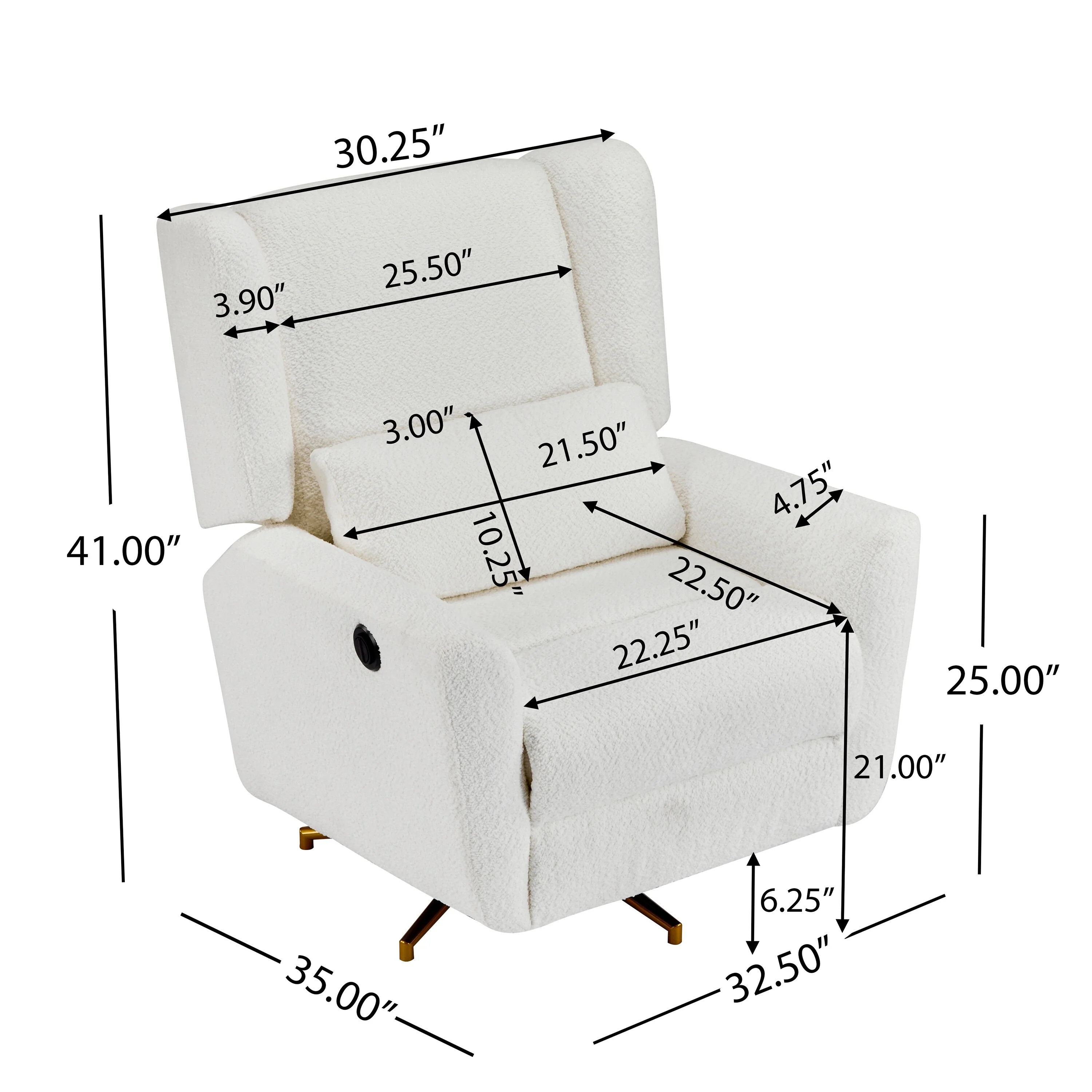 Christopher Knight Home - Starling Power Swivel Recliner With Gold Metal Base
