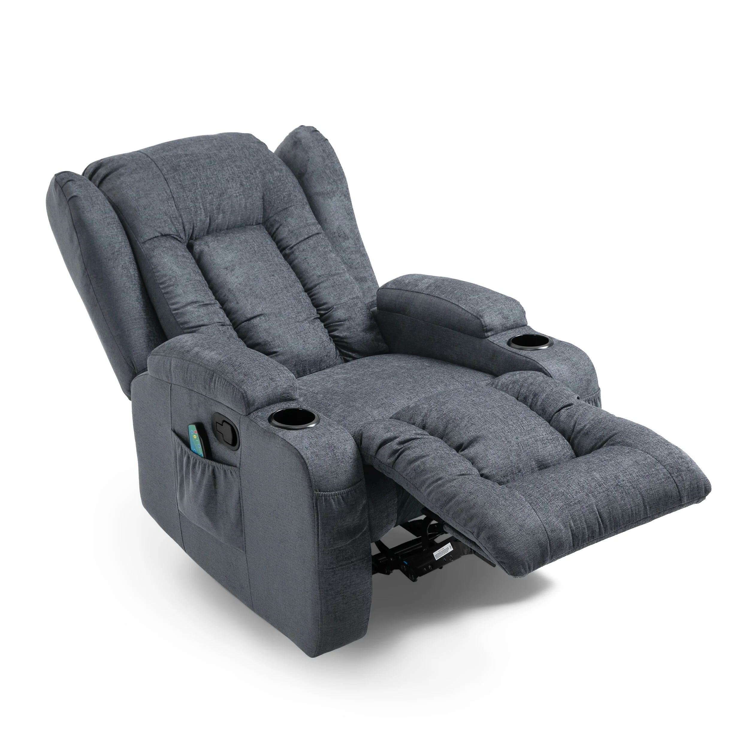Massage Recliner with Heating, 5 Modes, Cup Holders, Remote Control, and Manual Reclining Feature