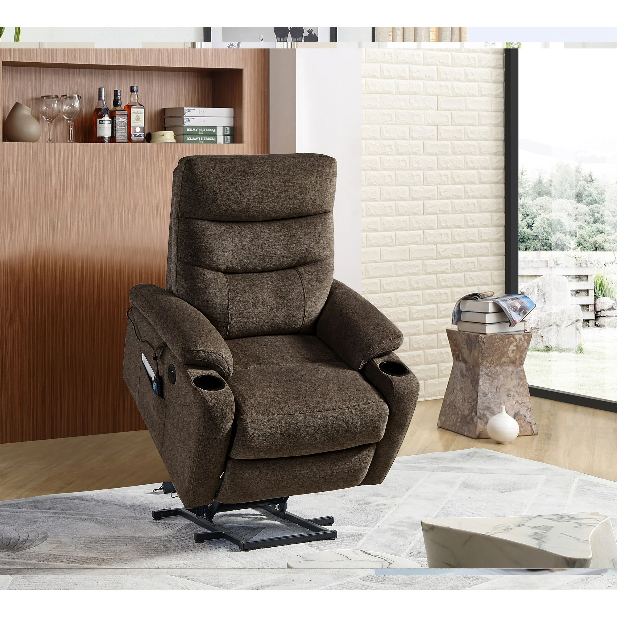 Electric Lift Massage Recliner with Lumbar Heat, 350?lbs & 45��-165�� Recline