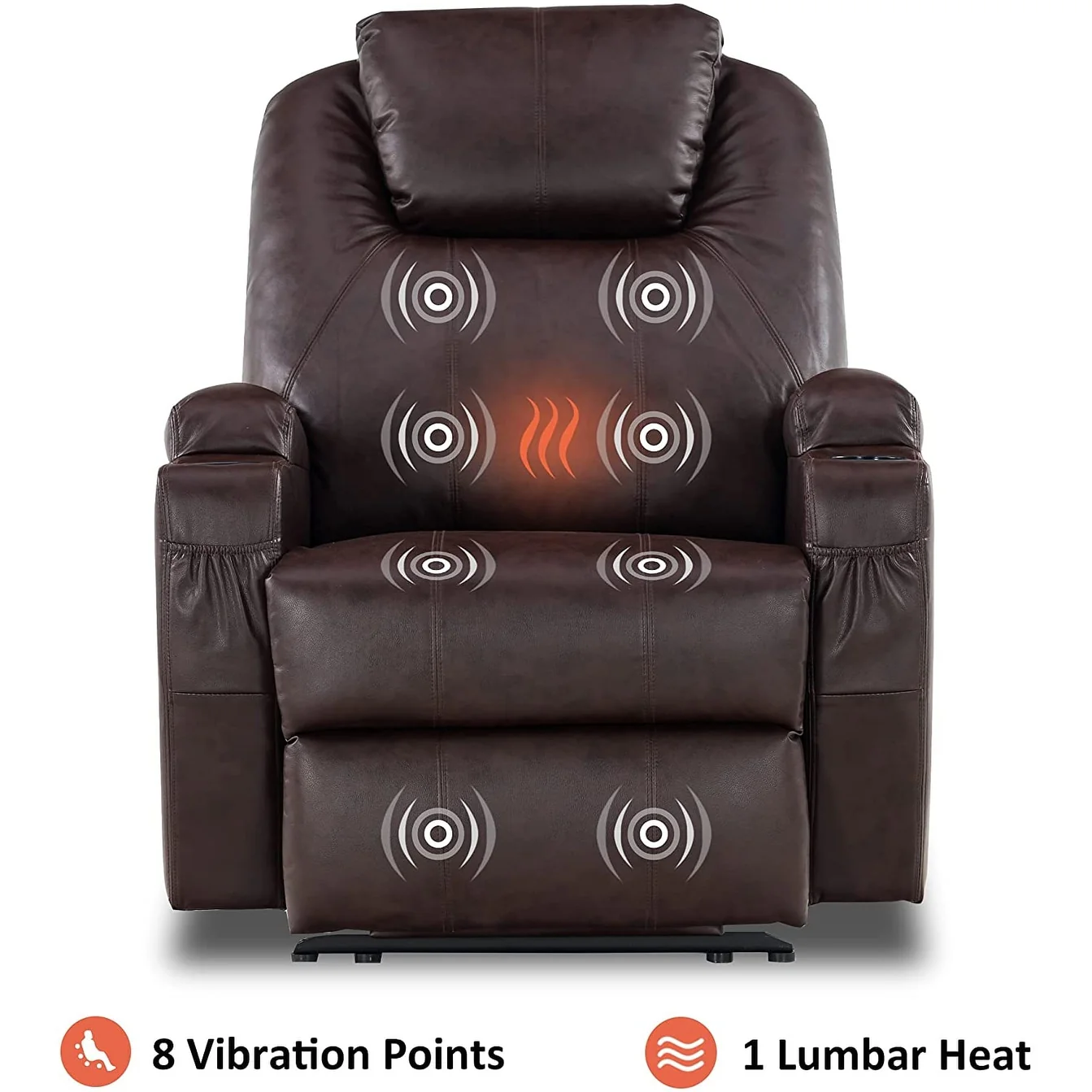 Mcombo Electric Power Recliner Chair with Massage and Heat, Faux Leather 7050