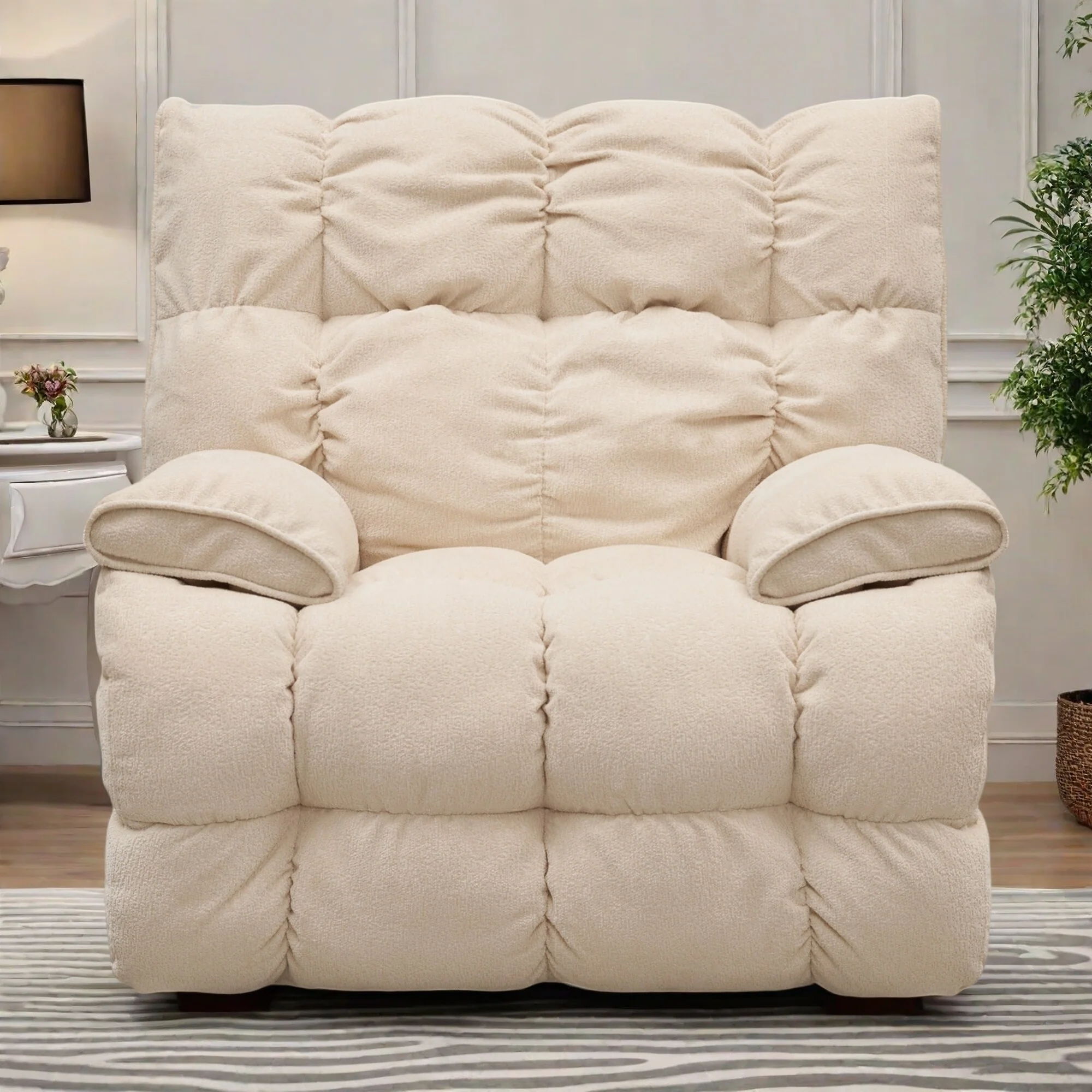 360�� Swivel Glider Recliner Chair with Manual Latch Recline and High Backrest