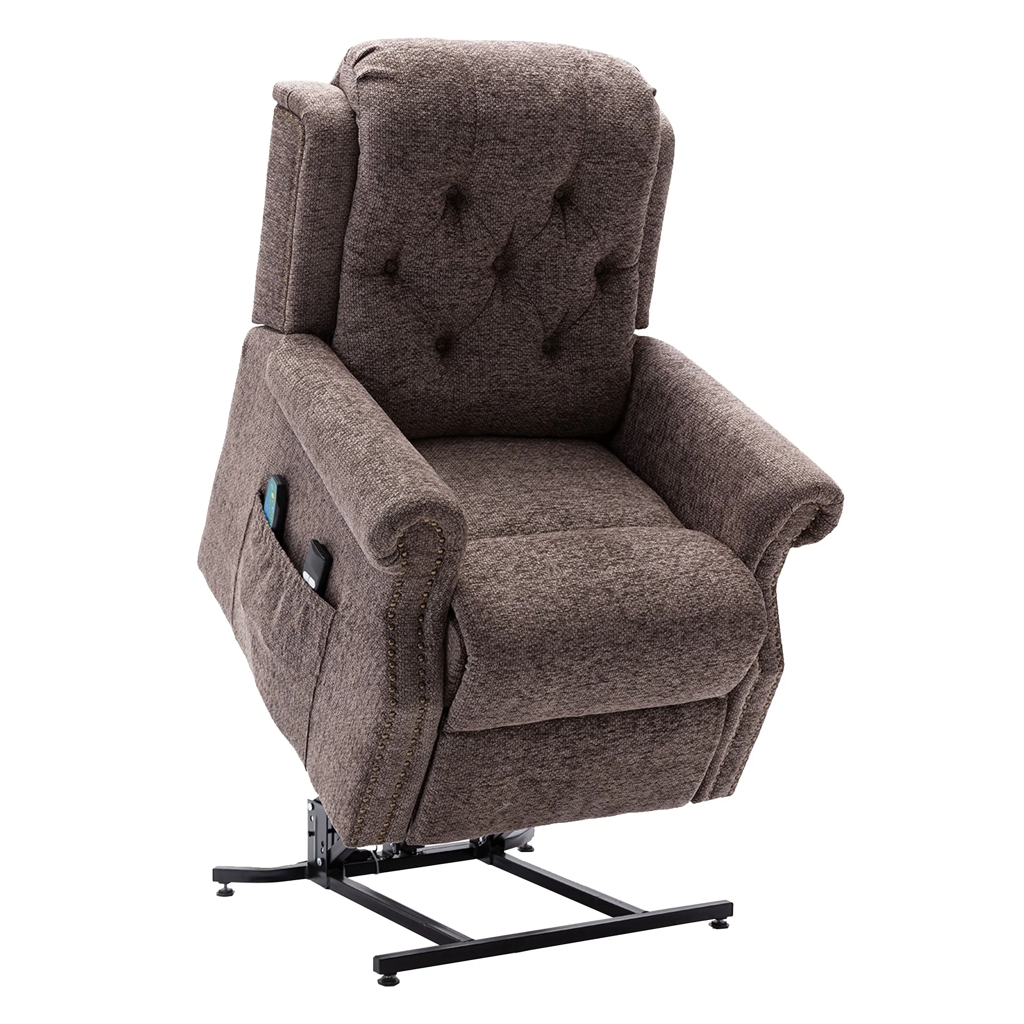 Clihome Chenille Knit Fabric Power-lift Recliner Chair with Massage