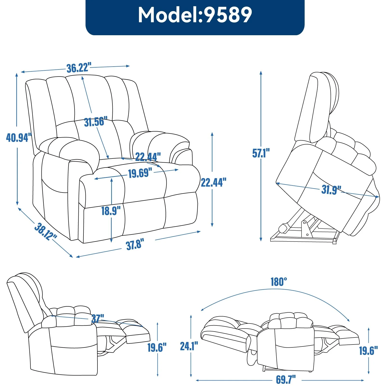Electric Power Lift Recliners with Power-Remote