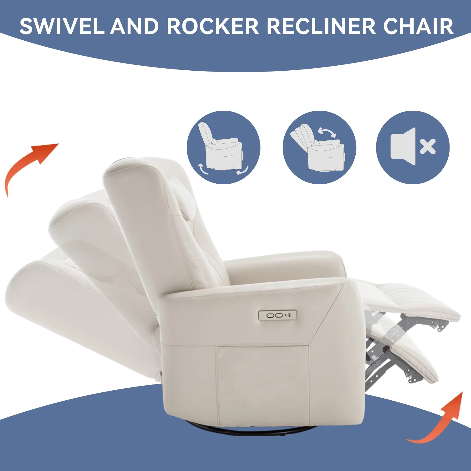 Swivel and Rocker Power Recliner Chair with Lumbar