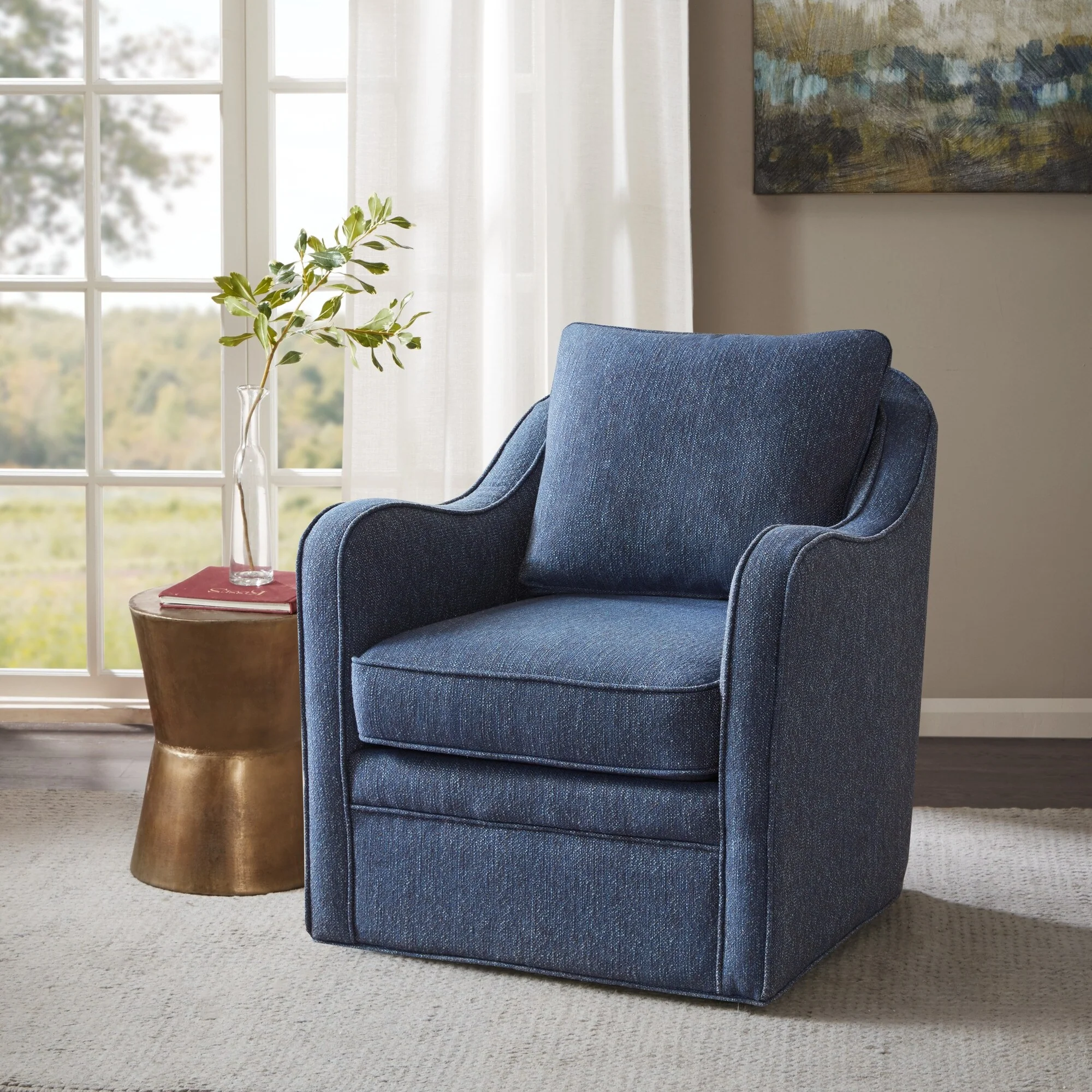 Madison Park Betty Upholstered Swivel Curved Armchair