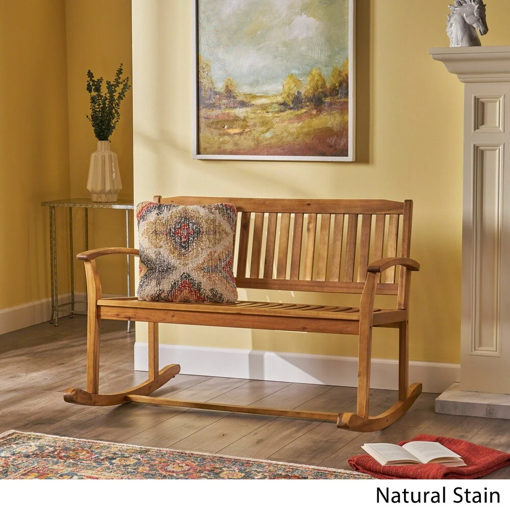 Amina Acacia Wood Patio Glider by Christopher Knight Home